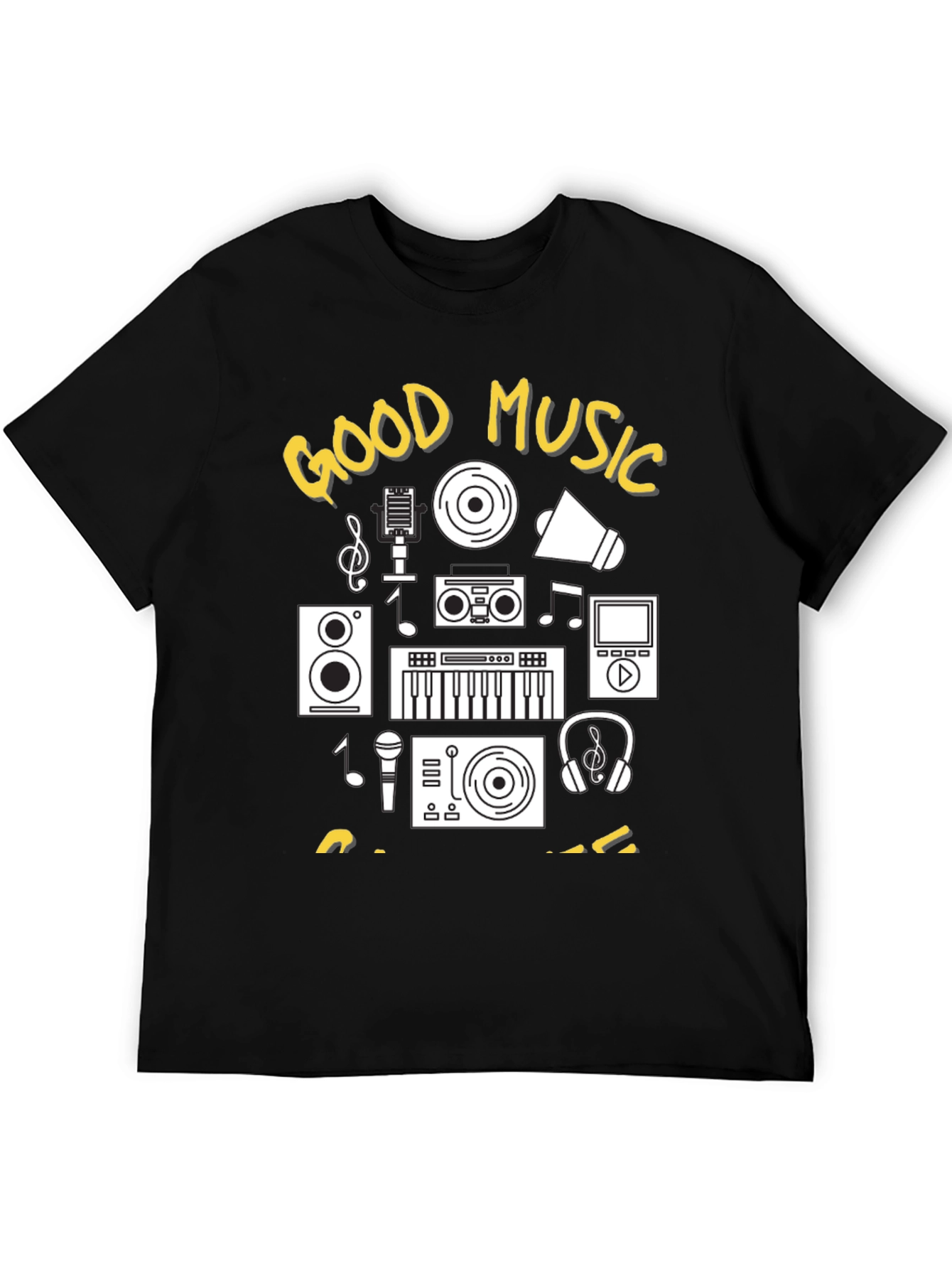 Good Music Graphic Tee - Black Cotton T-Shirt