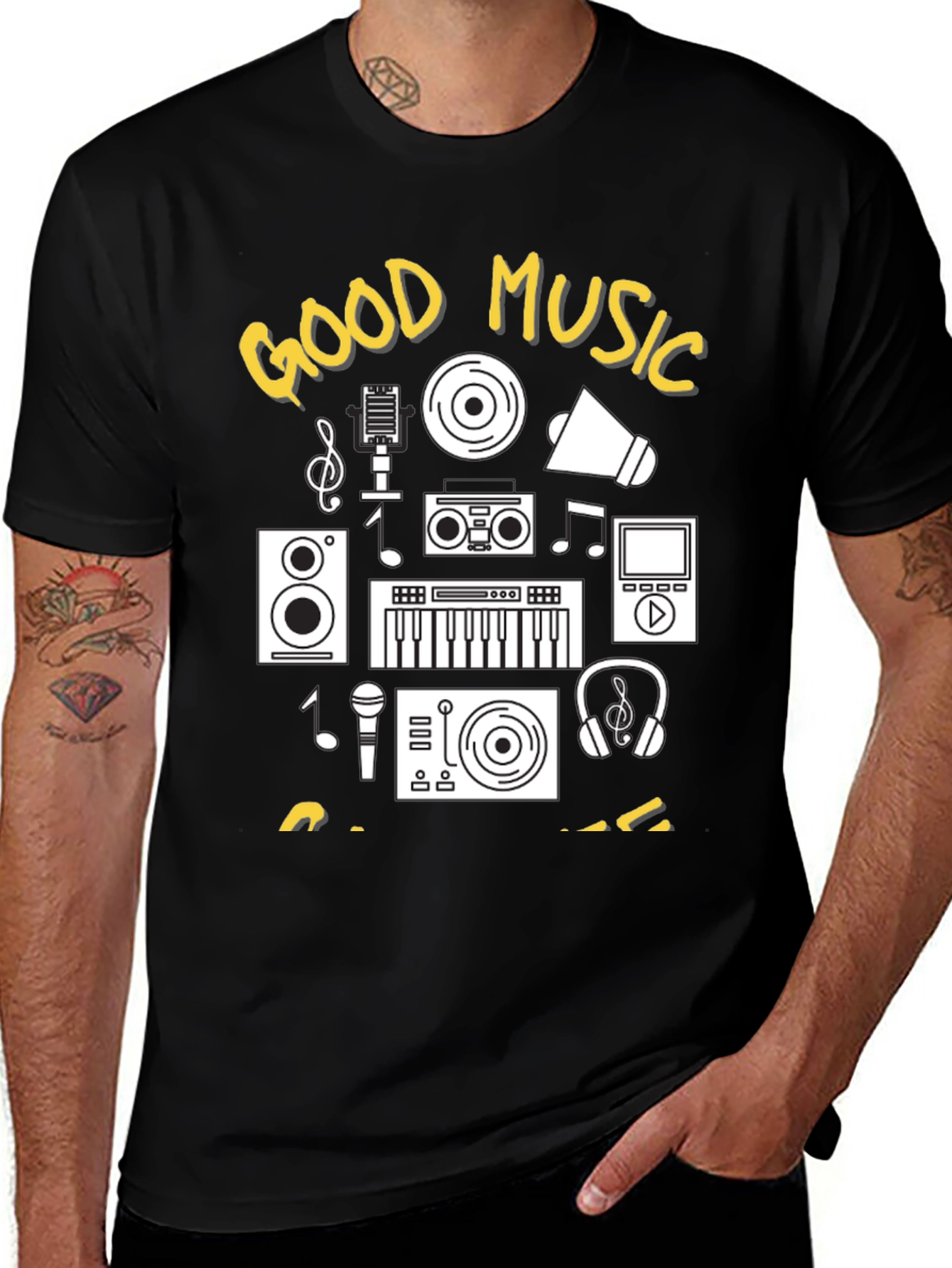 Good Music Graphic Tee - Black Cotton T-Shirt