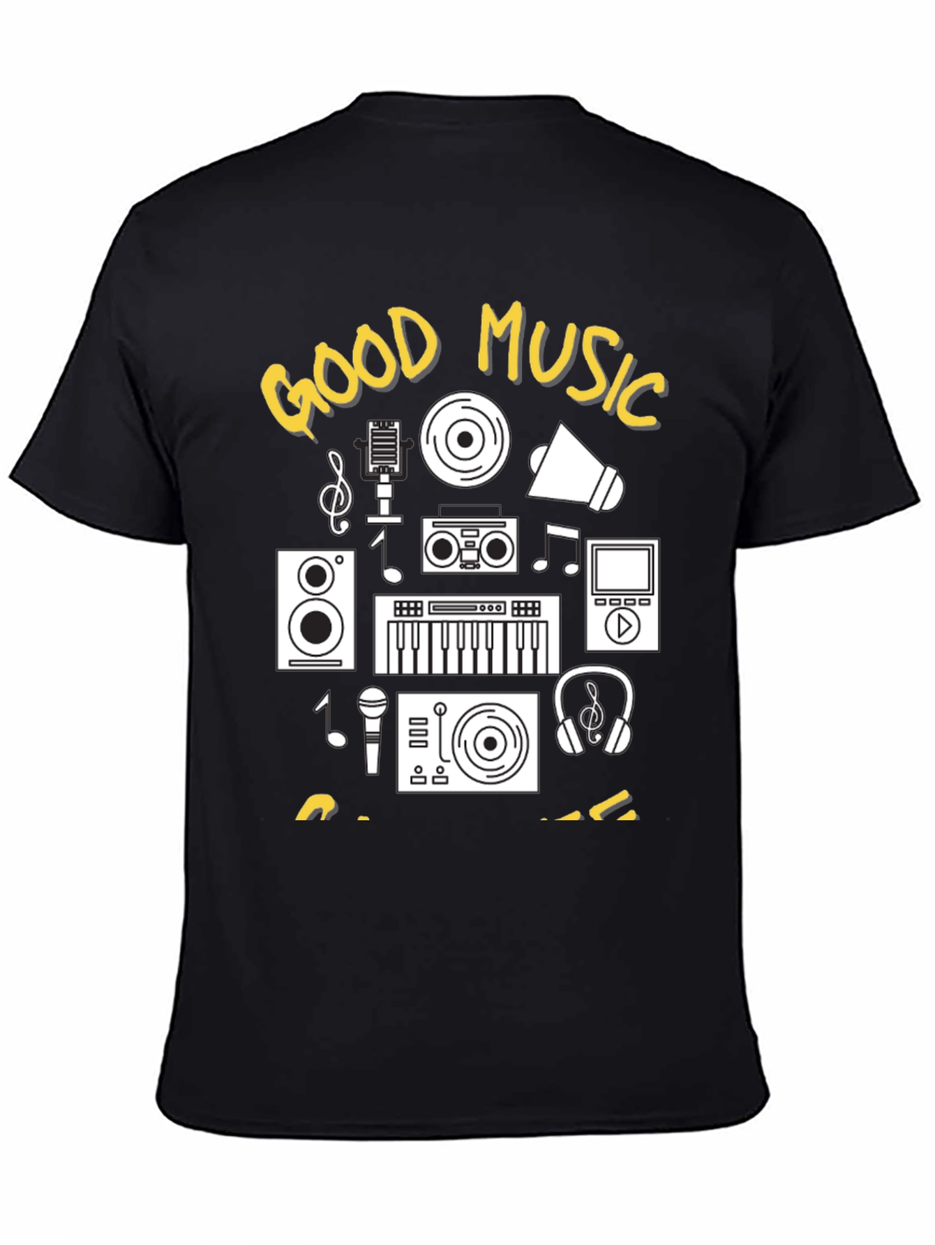 Good Music Graphic Tee - Black Cotton T-Shirt