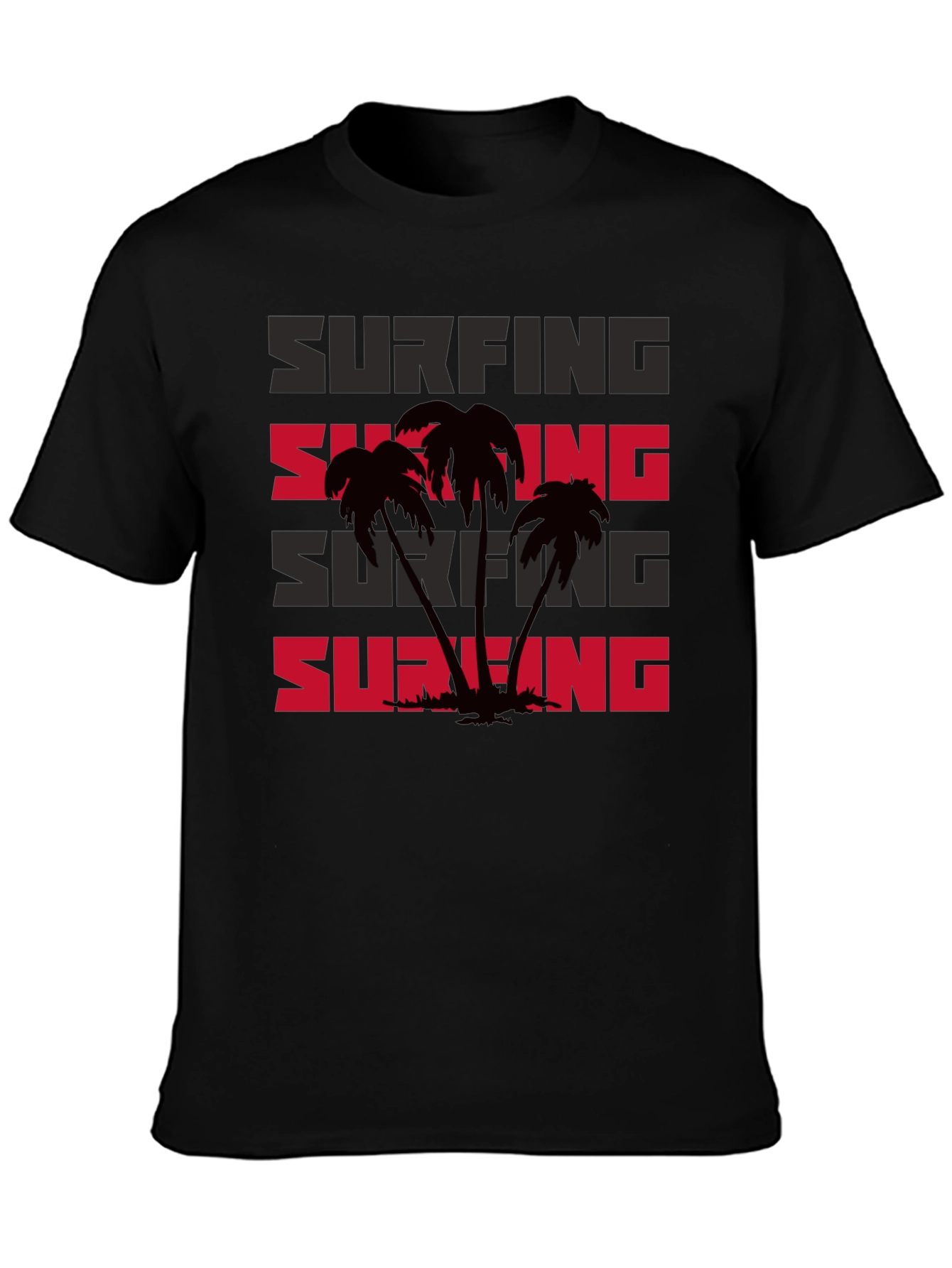 Surfing Palm Tree Graphic T-Shirt