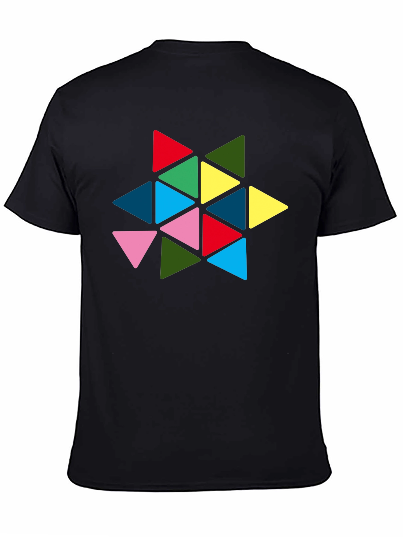 Geometric Triangle Star Graphic Tee - Black