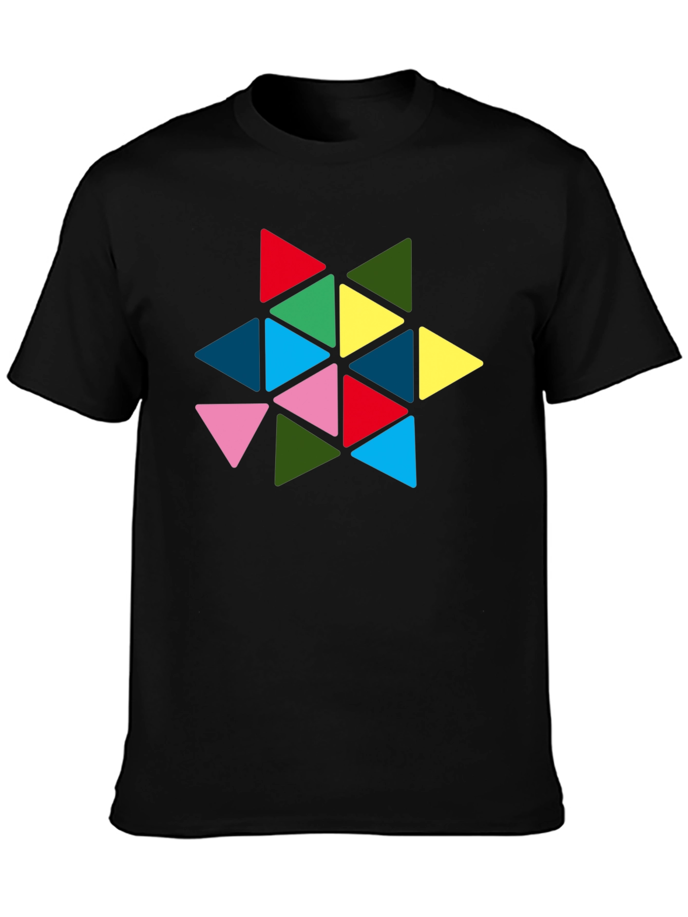 Geometric Triangle Star Graphic Tee - Black