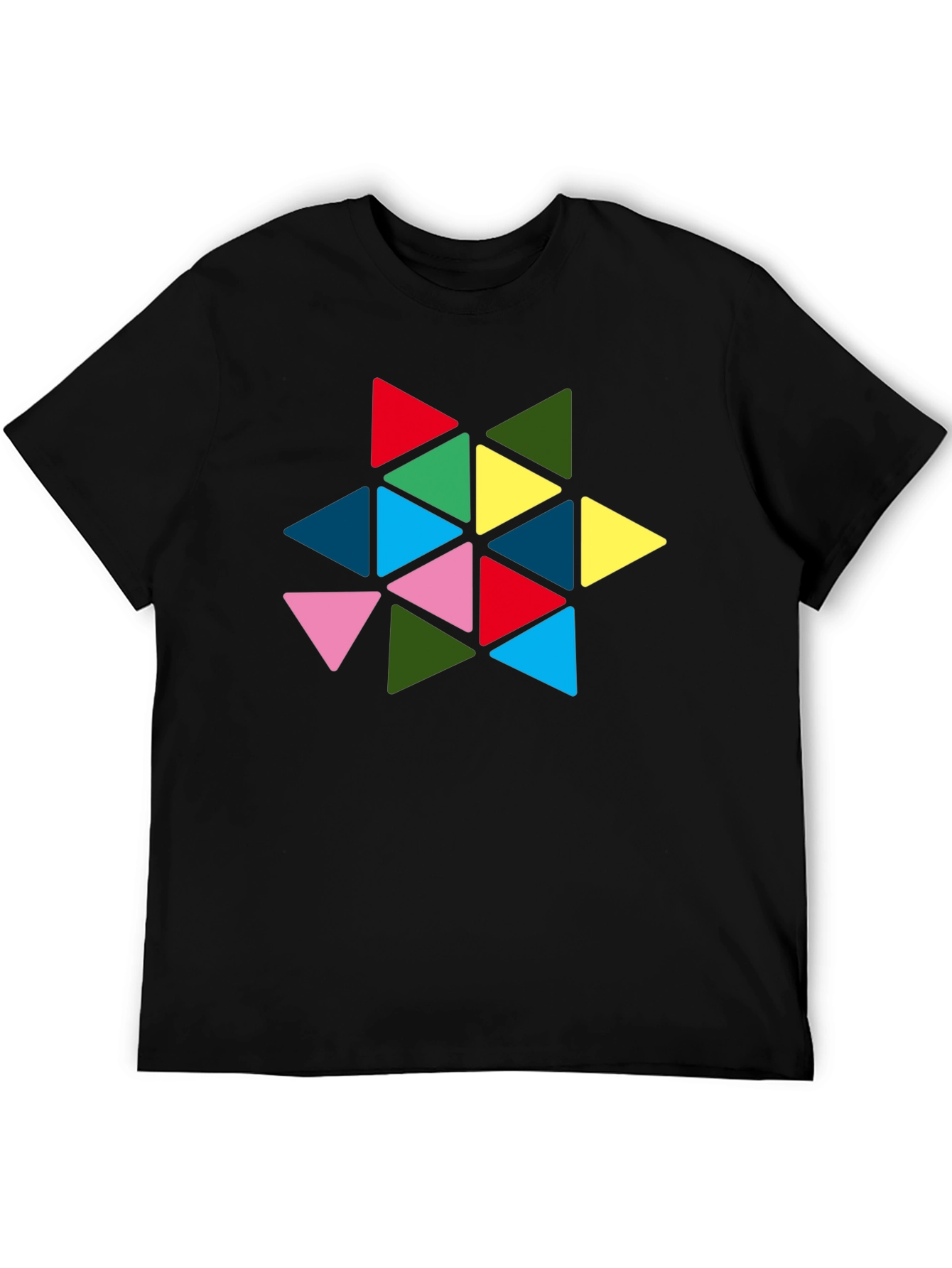 Geometric Triangle Star Graphic Tee - Black