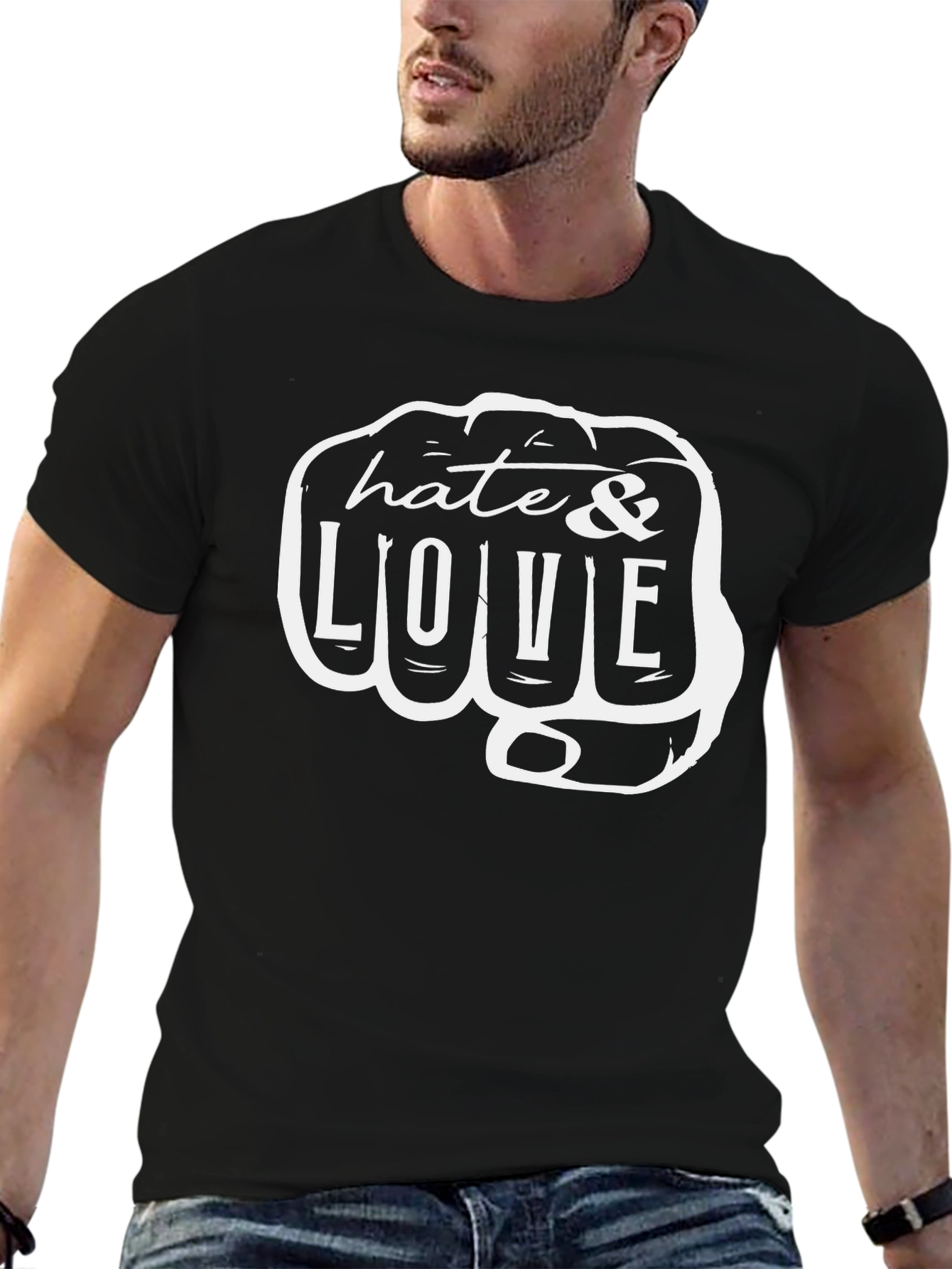 Hate & Love Fist Graphic T-Shirt