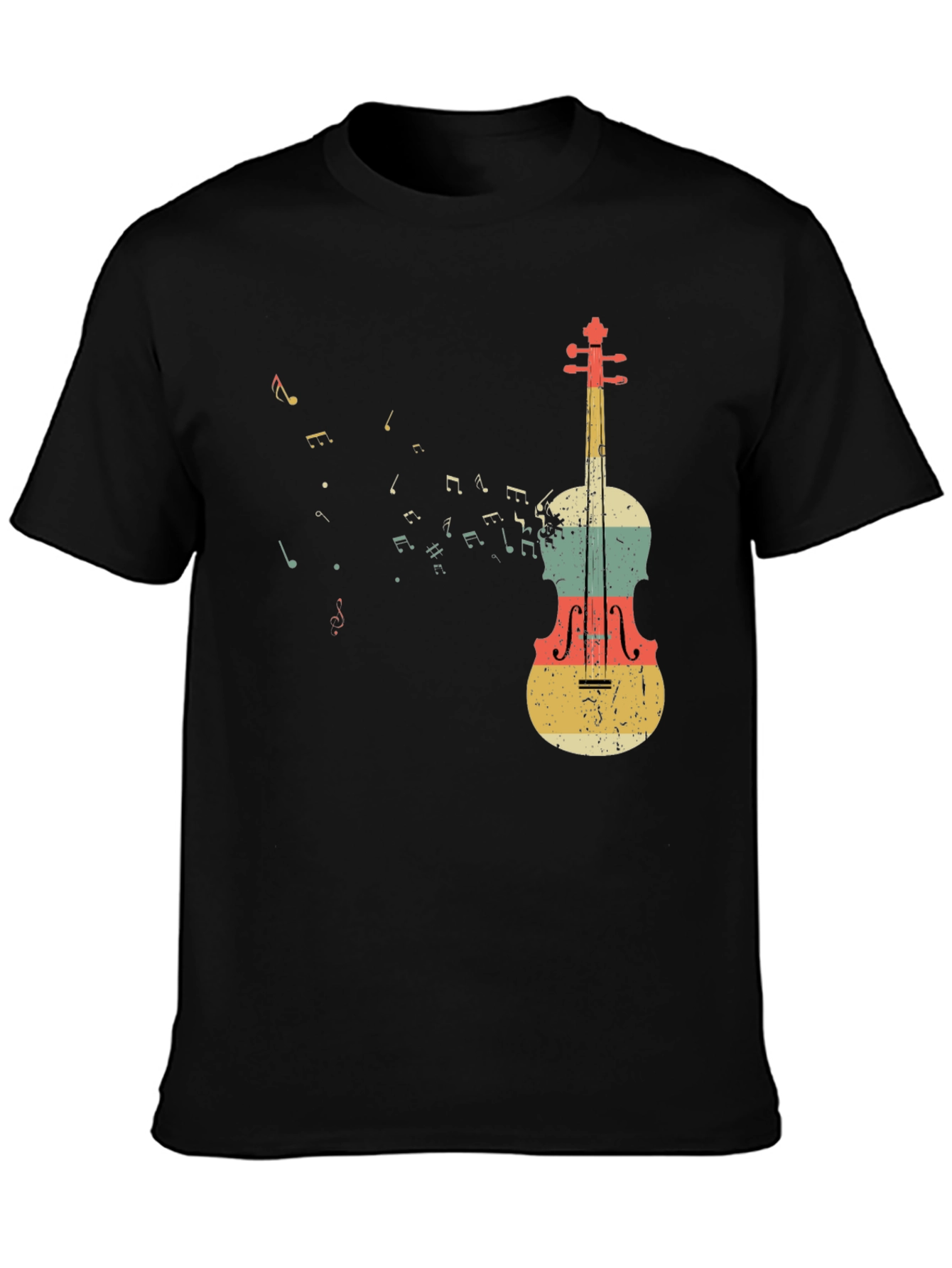 Musical Notes & Violin Graphic T-Shirt