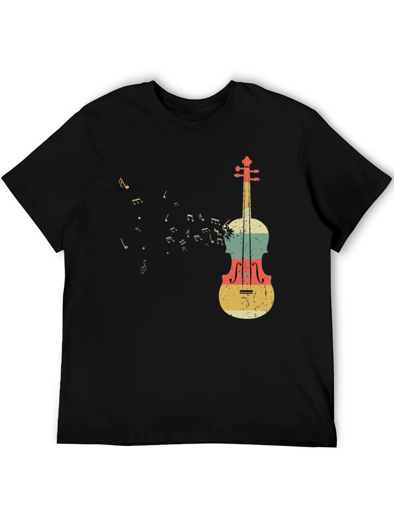Musical Notes & Violin Graphic T-Shirt