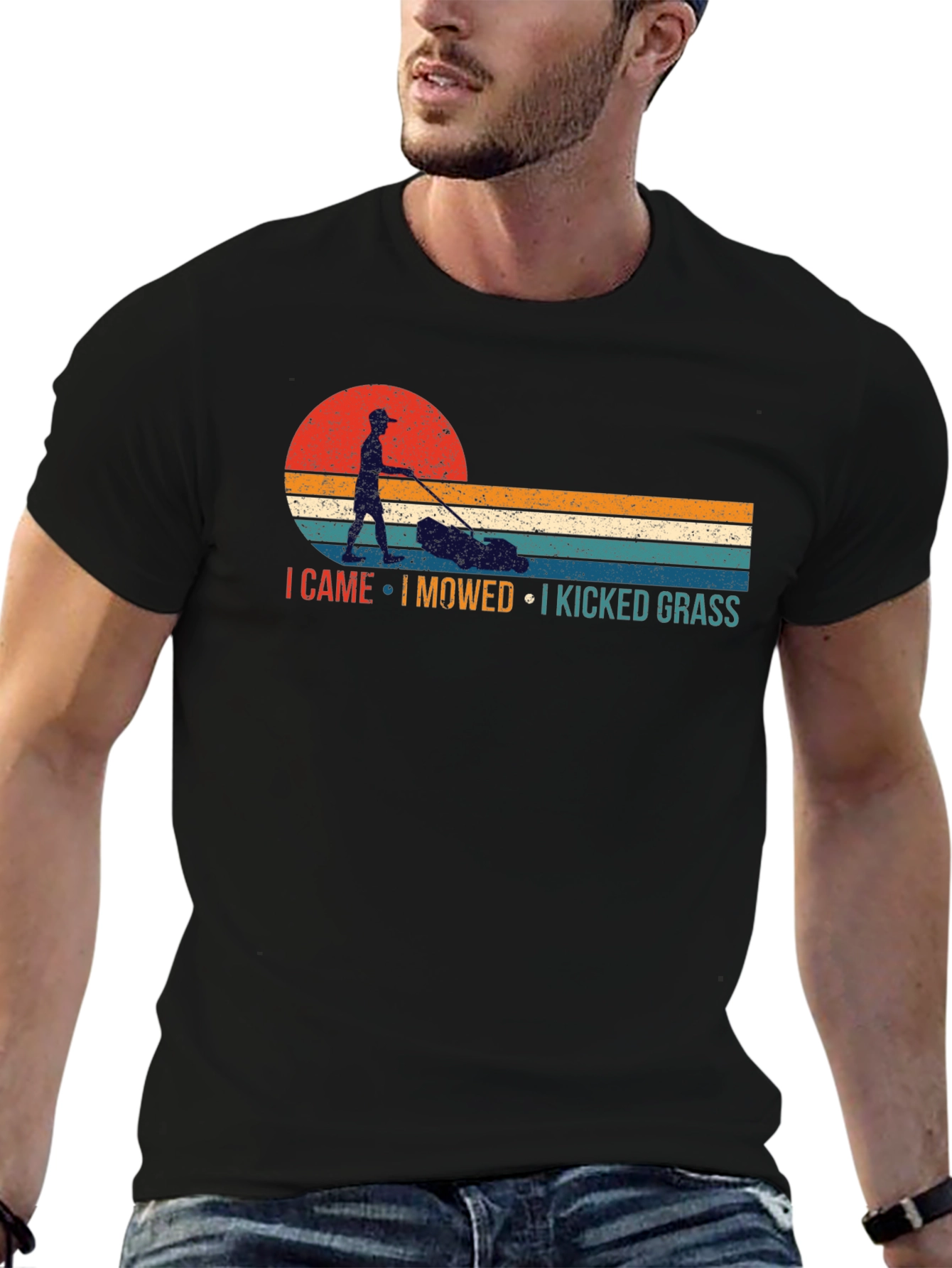 I Came I Mowed I Kicked Grass Retro T-Shirt