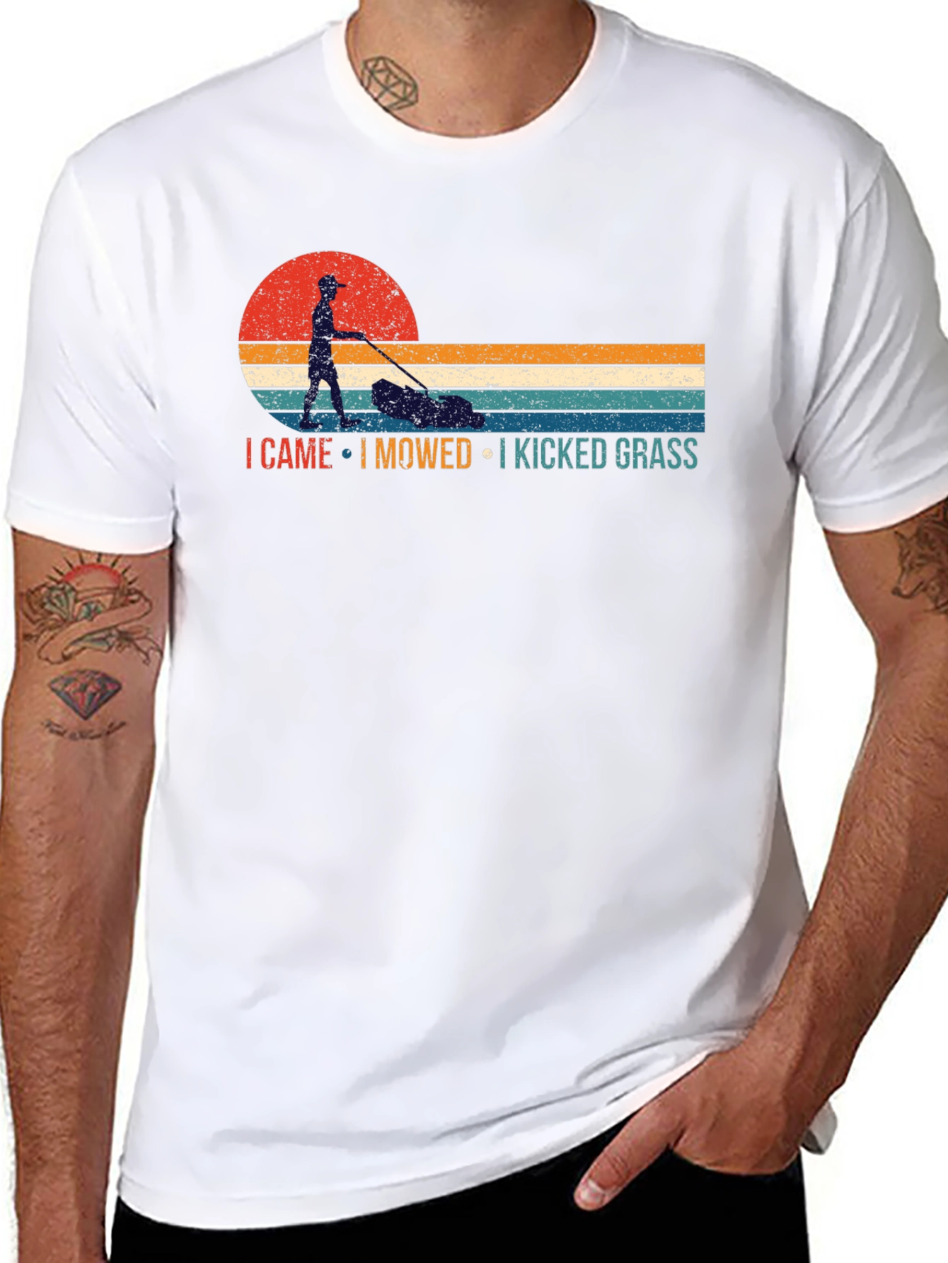I Came I Mowed I Kicked Grass Retro T-Shirt