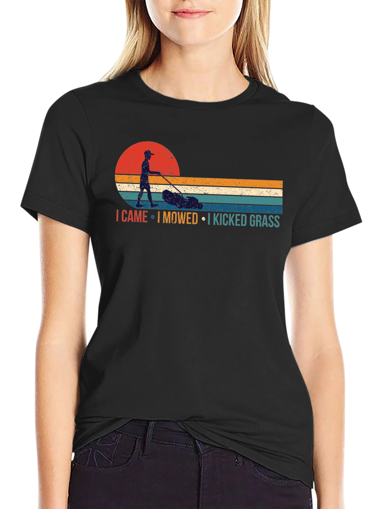 I Came I Mowed I Kicked Grass Retro T-Shirt