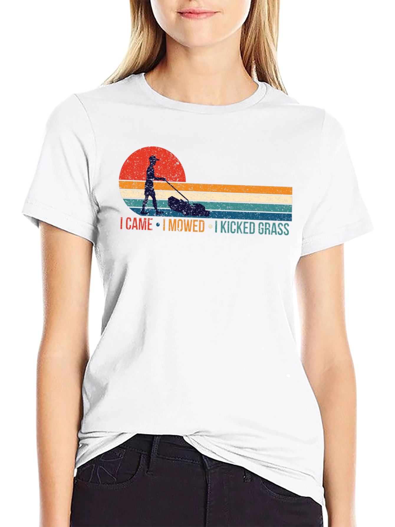 I Came I Mowed I Kicked Grass Retro T-Shirt