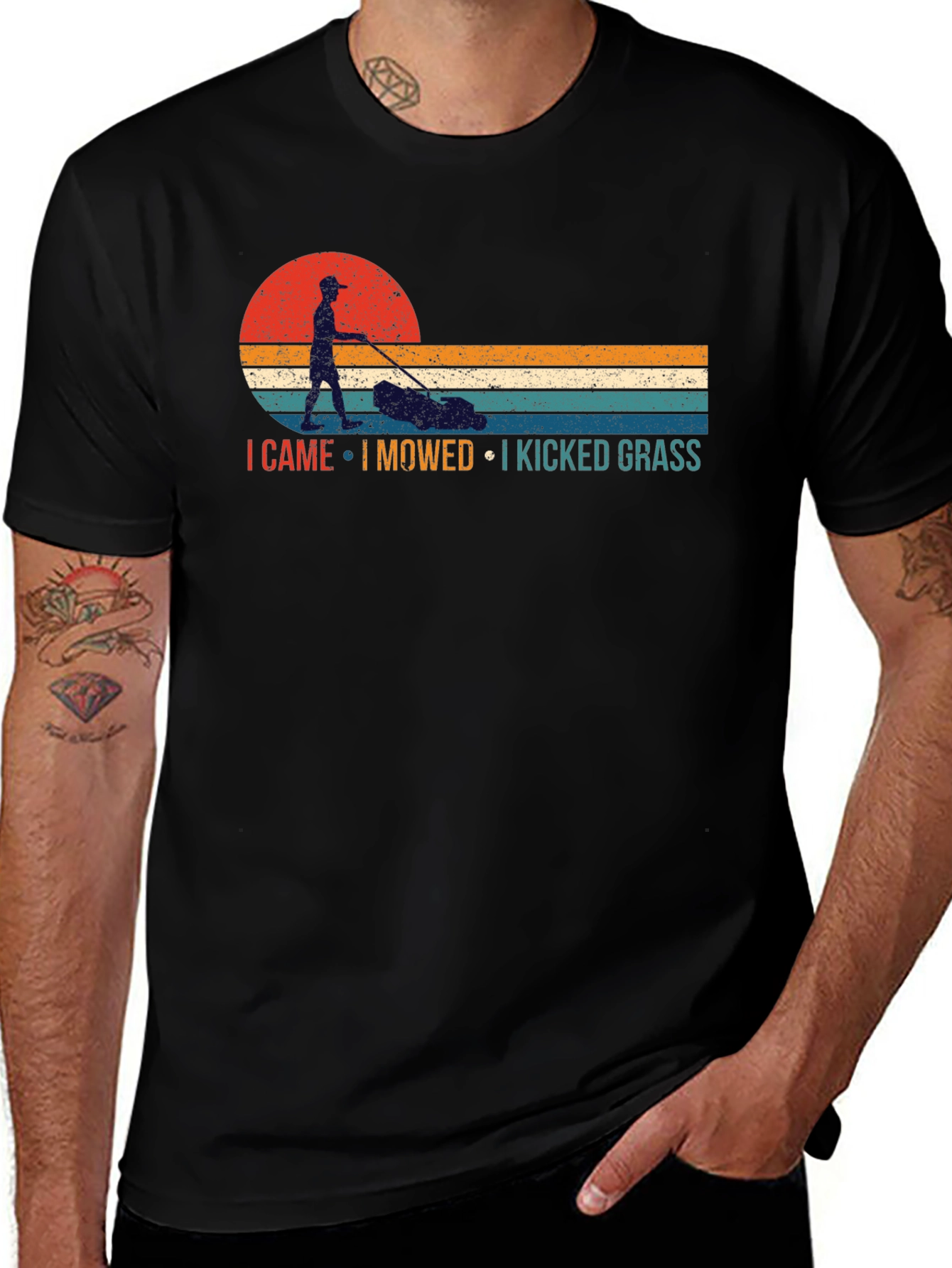 I Came I Mowed I Kicked Grass Retro T-Shirt