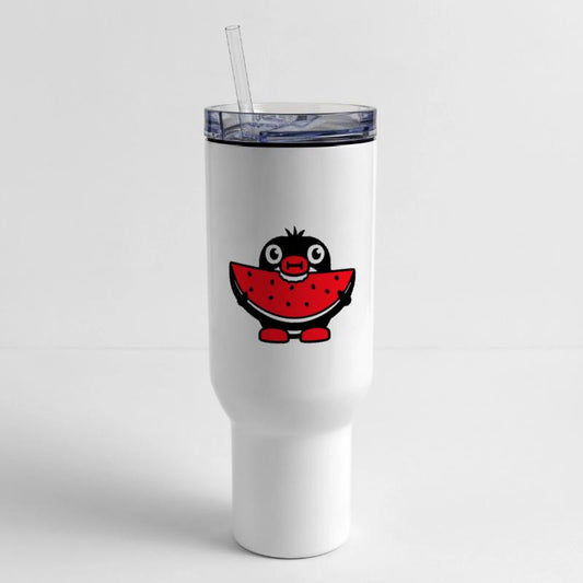 Penguin Eats Melon Fruit Delicious Hunger Bite Fun