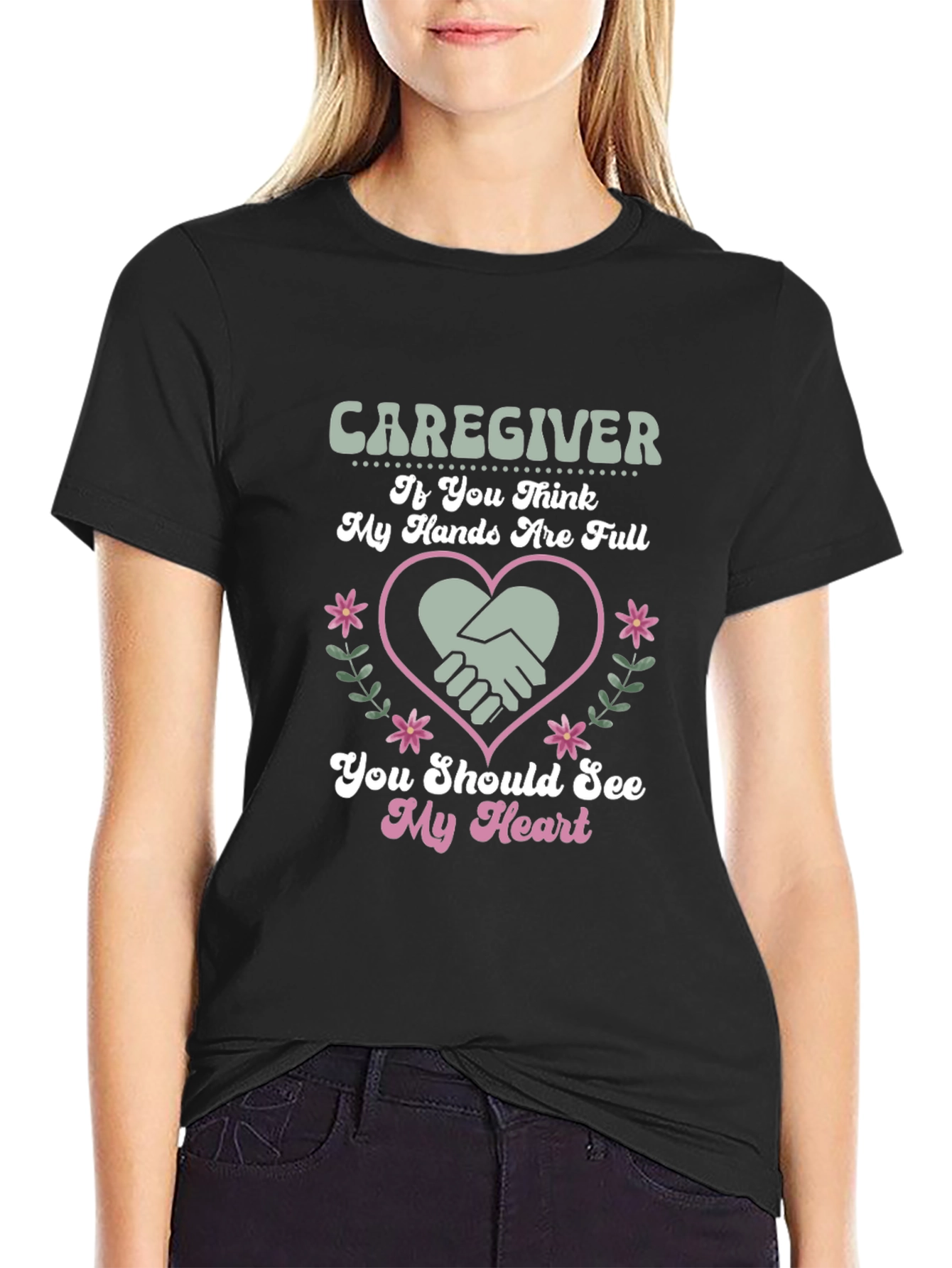 Caregiver Heart Graphic Tee - Full Hands Big Heart