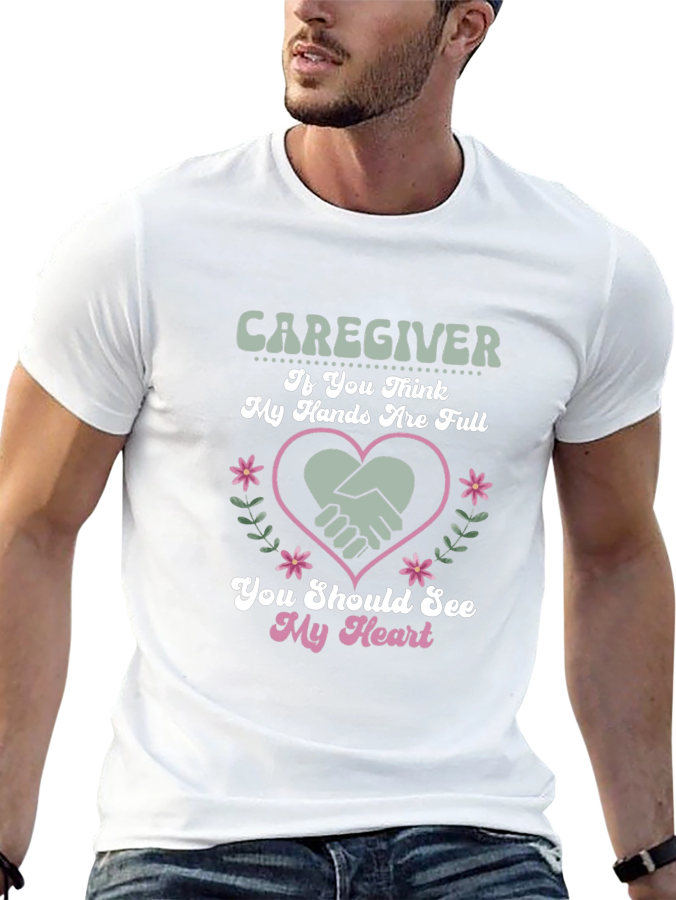 Caregiver Heart Graphic Tee - Full Hands Big Heart