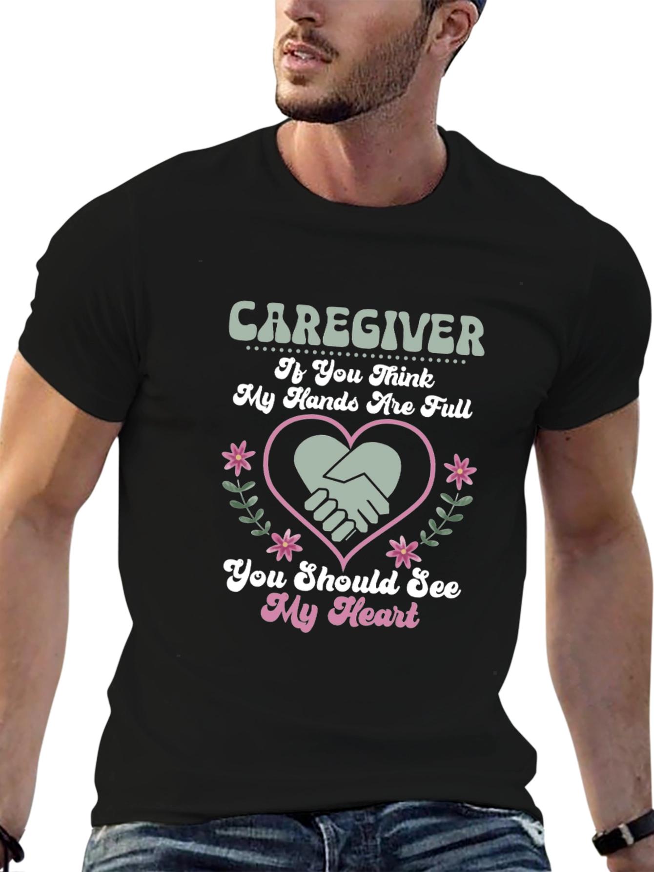 Caregiver Heart Graphic Tee - Full Hands Big Heart