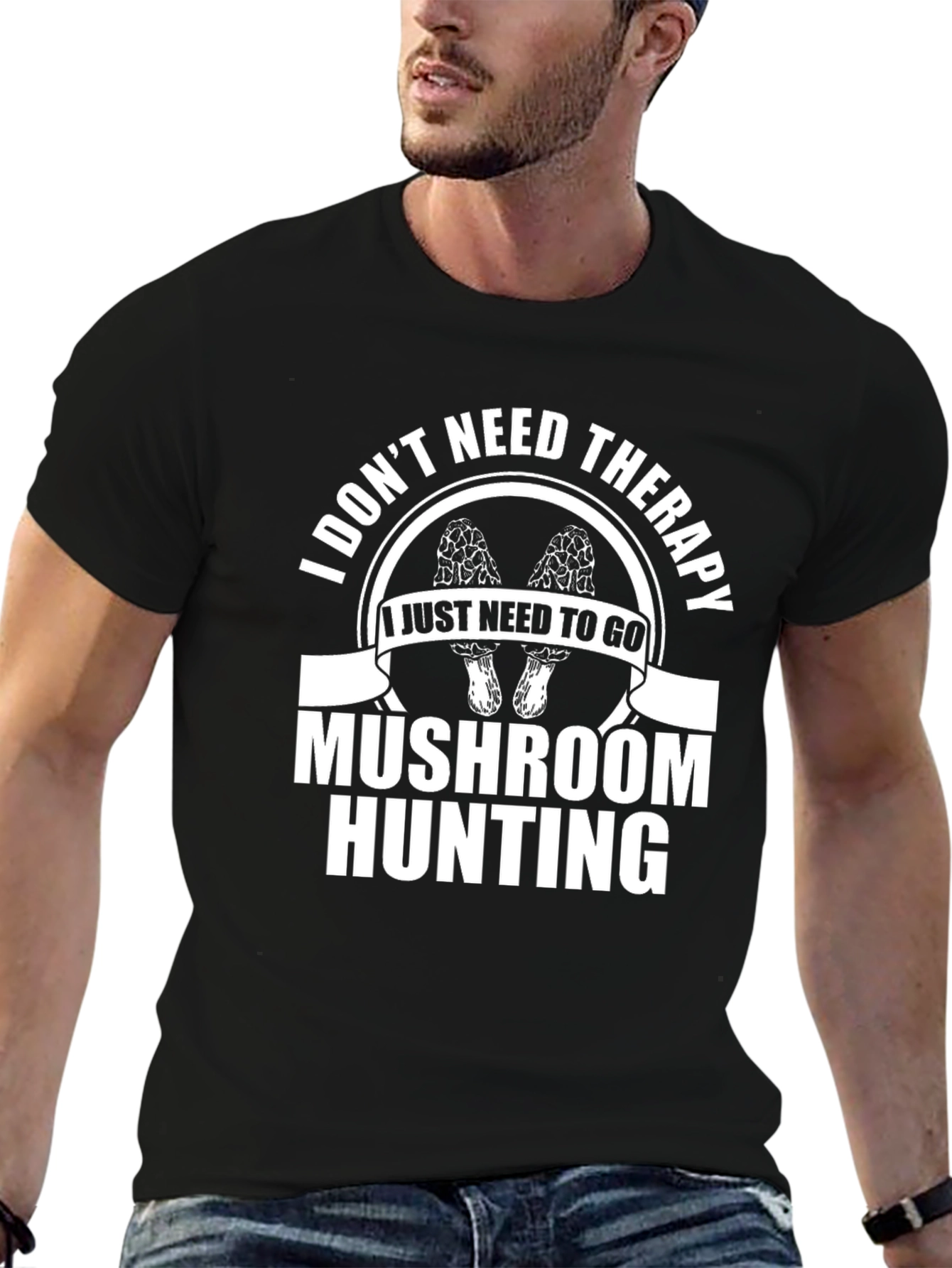 Mushroom Hunting Therapy Graphic T-Shirt