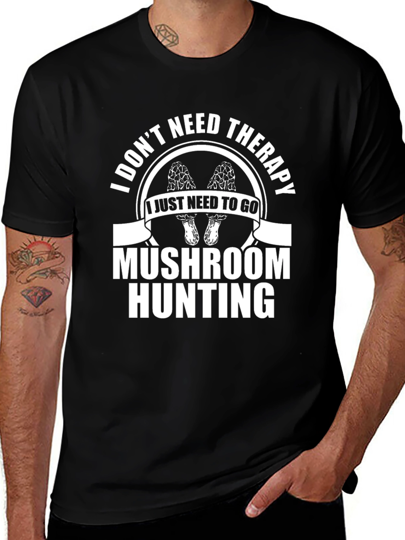 Mushroom Hunting Therapy Graphic T-Shirt