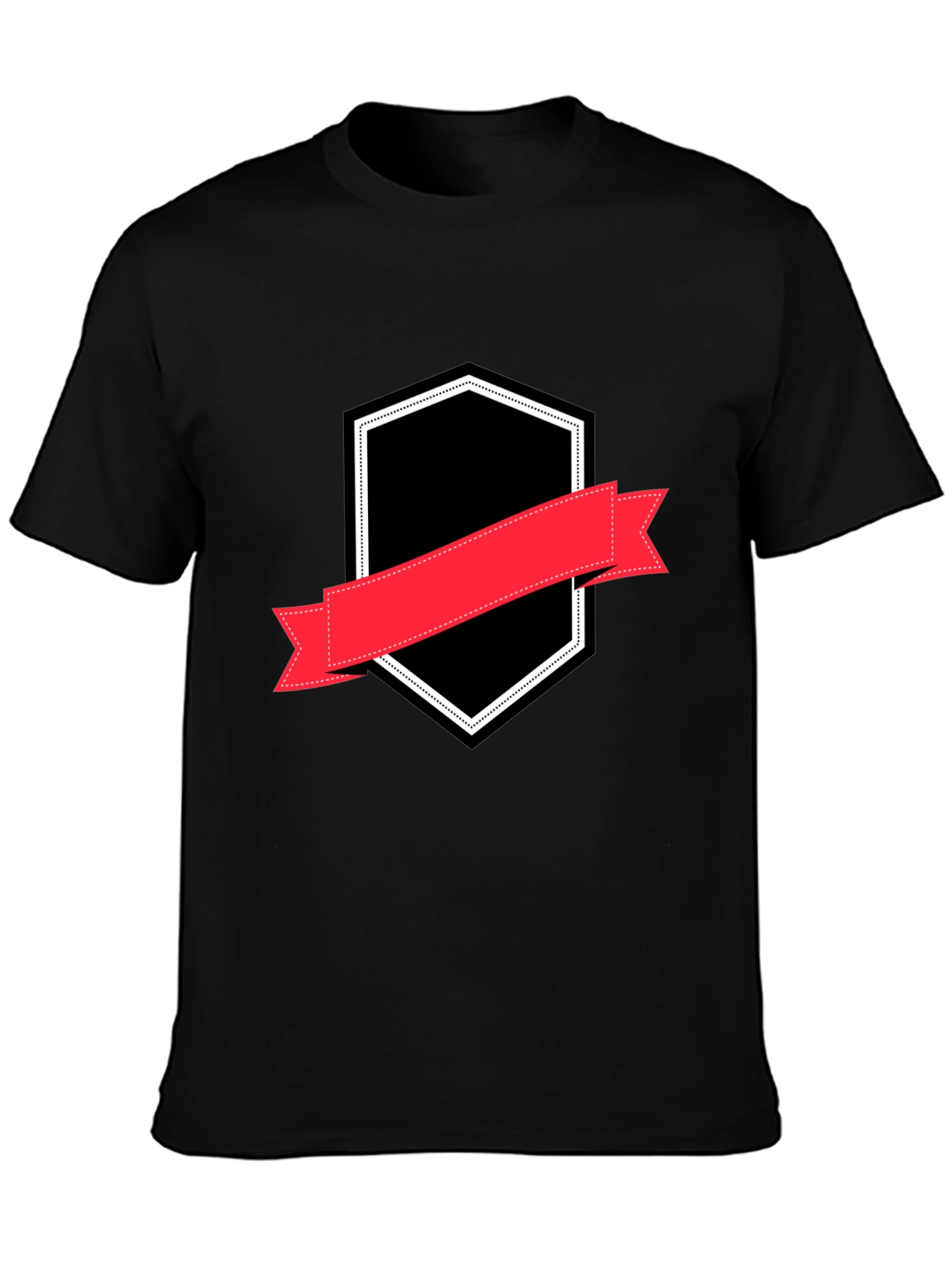 Mens Black T-Shirt with Badge Graphic