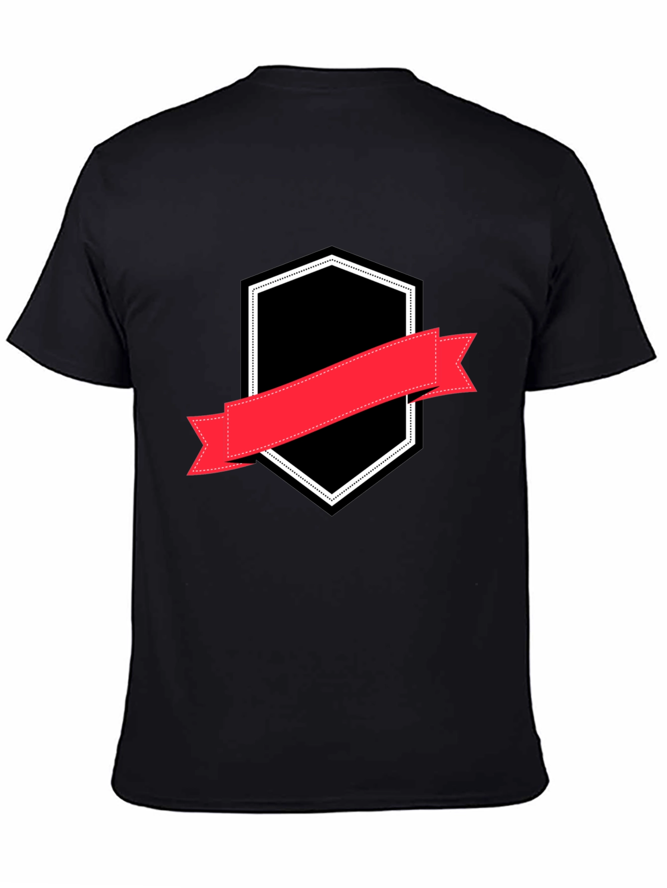 Mens Black T-Shirt with Badge Graphic