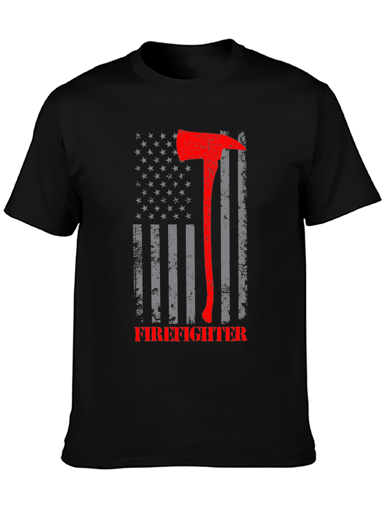 Firefighter Axe American Flag Graphic T-Shirt
