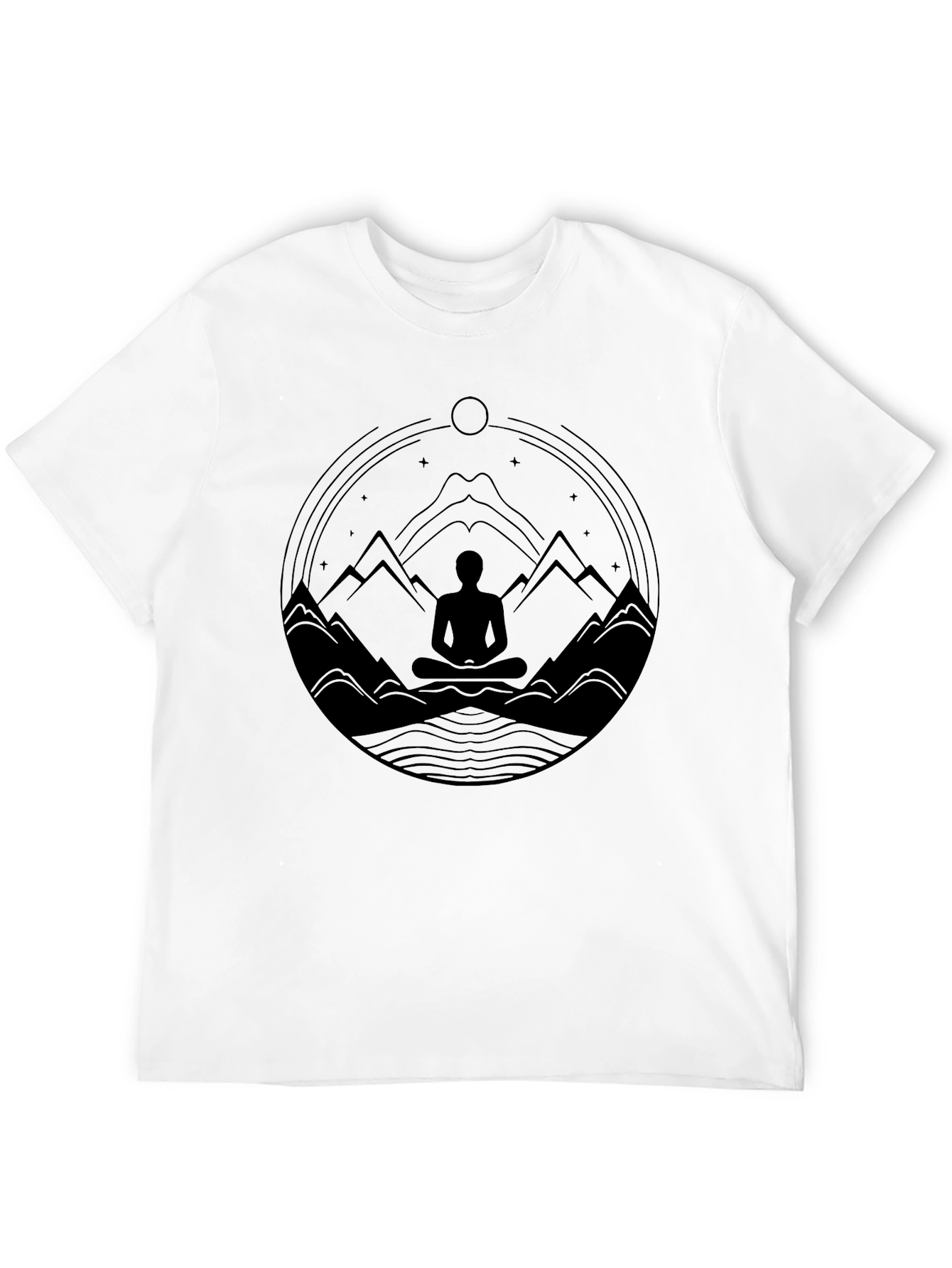 Zen Mountain Meditation T-Shirt - Black
