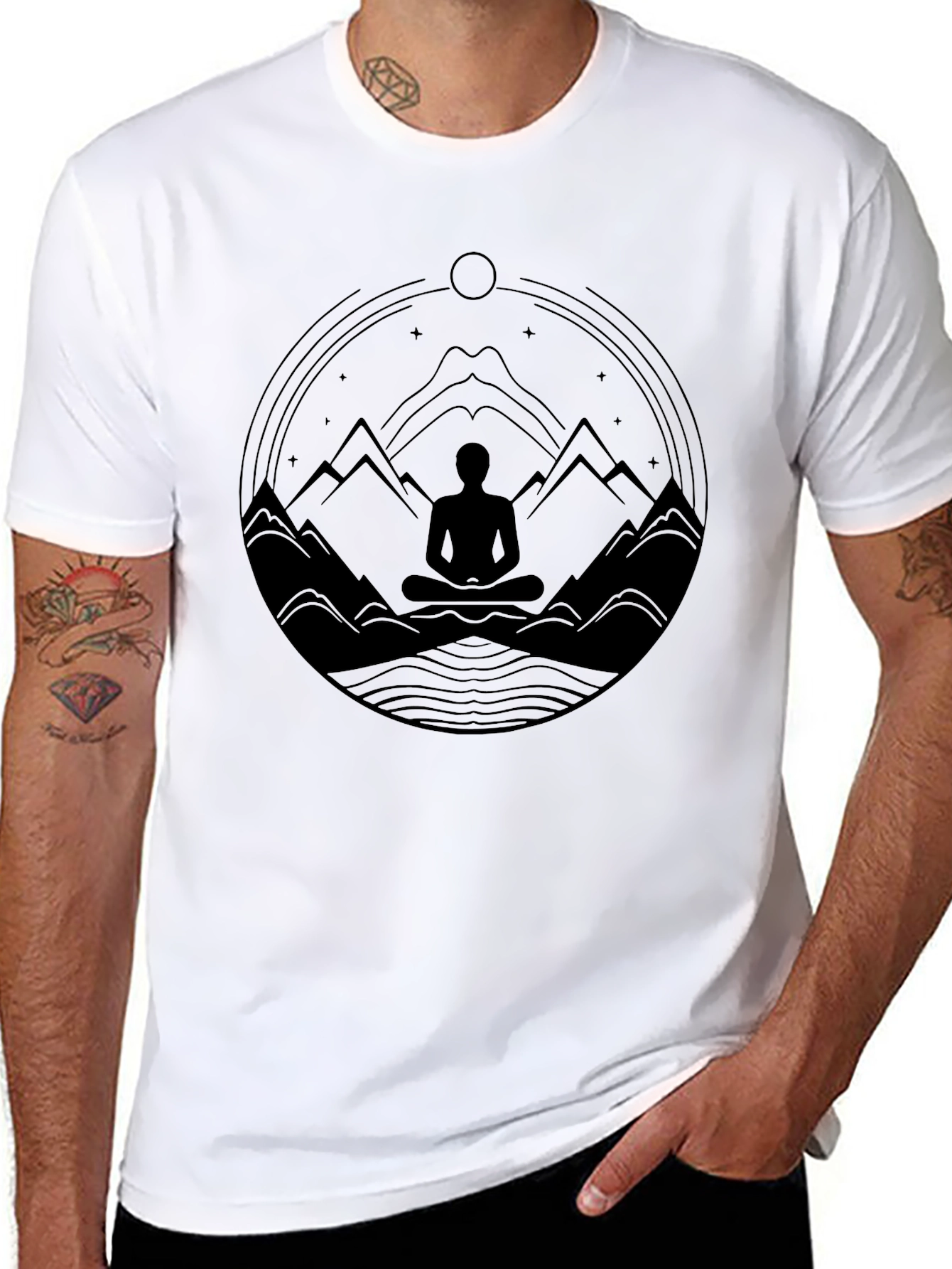 Zen Mountain Meditation T-Shirt - Black