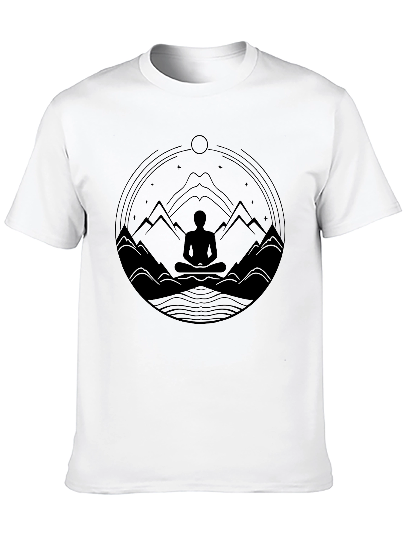 Zen Mountain Meditation T-Shirt - Black
