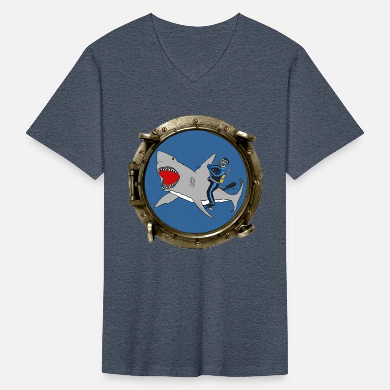 Porthole View of a SCUBA Diver Riding a Shark URM