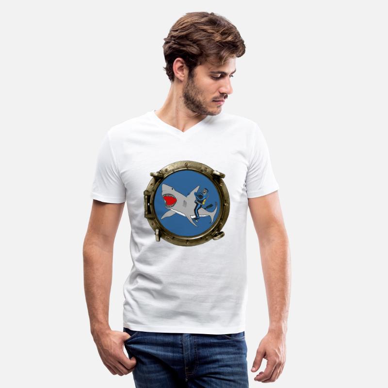 Porthole View of a SCUBA Diver Riding a Shark URM