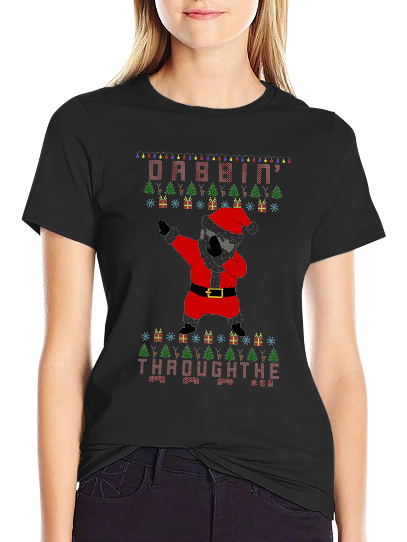 Dabbin Through The Snow Christmas Graphic Tee