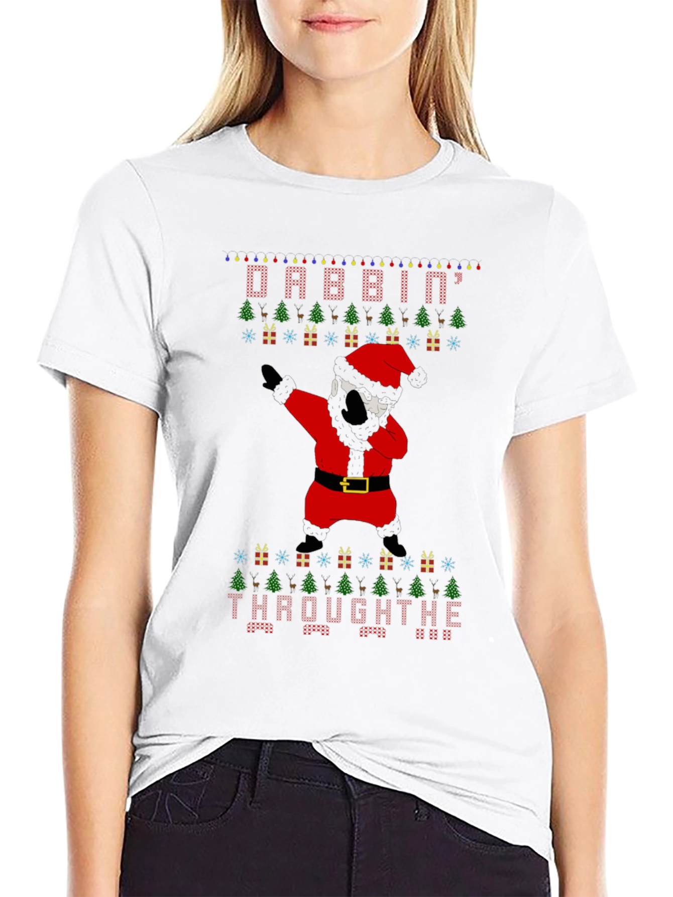 Dabbin Through The Snow Christmas Graphic Tee