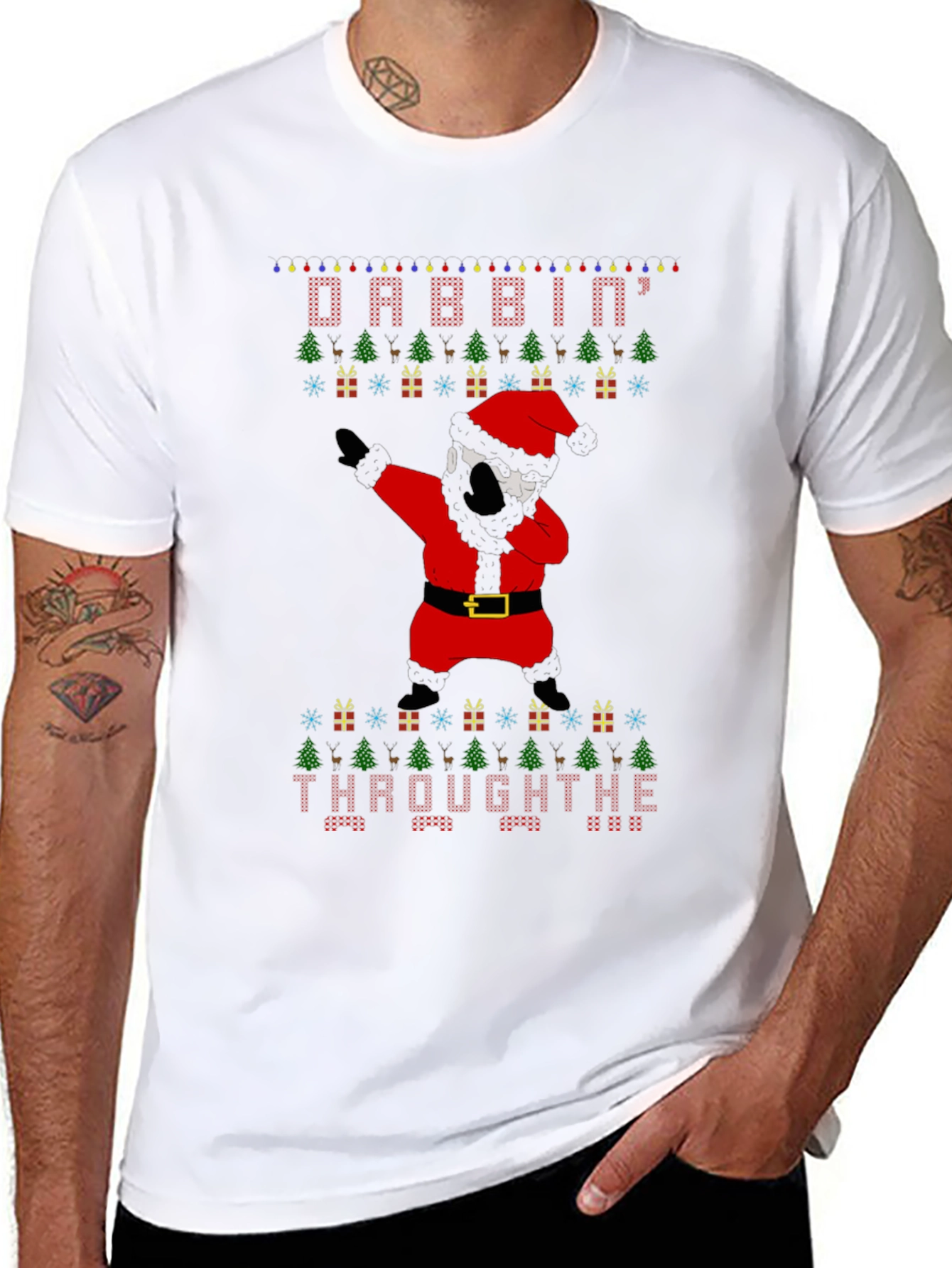 Dabbin Through The Snow Christmas Graphic Tee