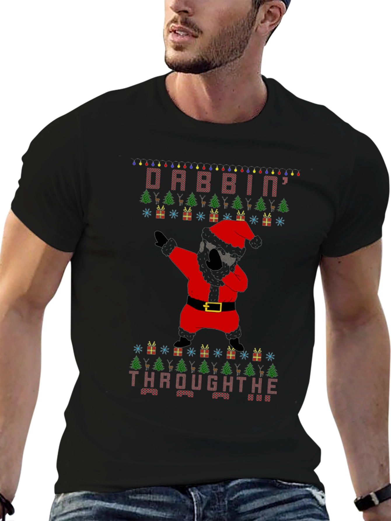 Dabbin Through The Snow Christmas Graphic Tee