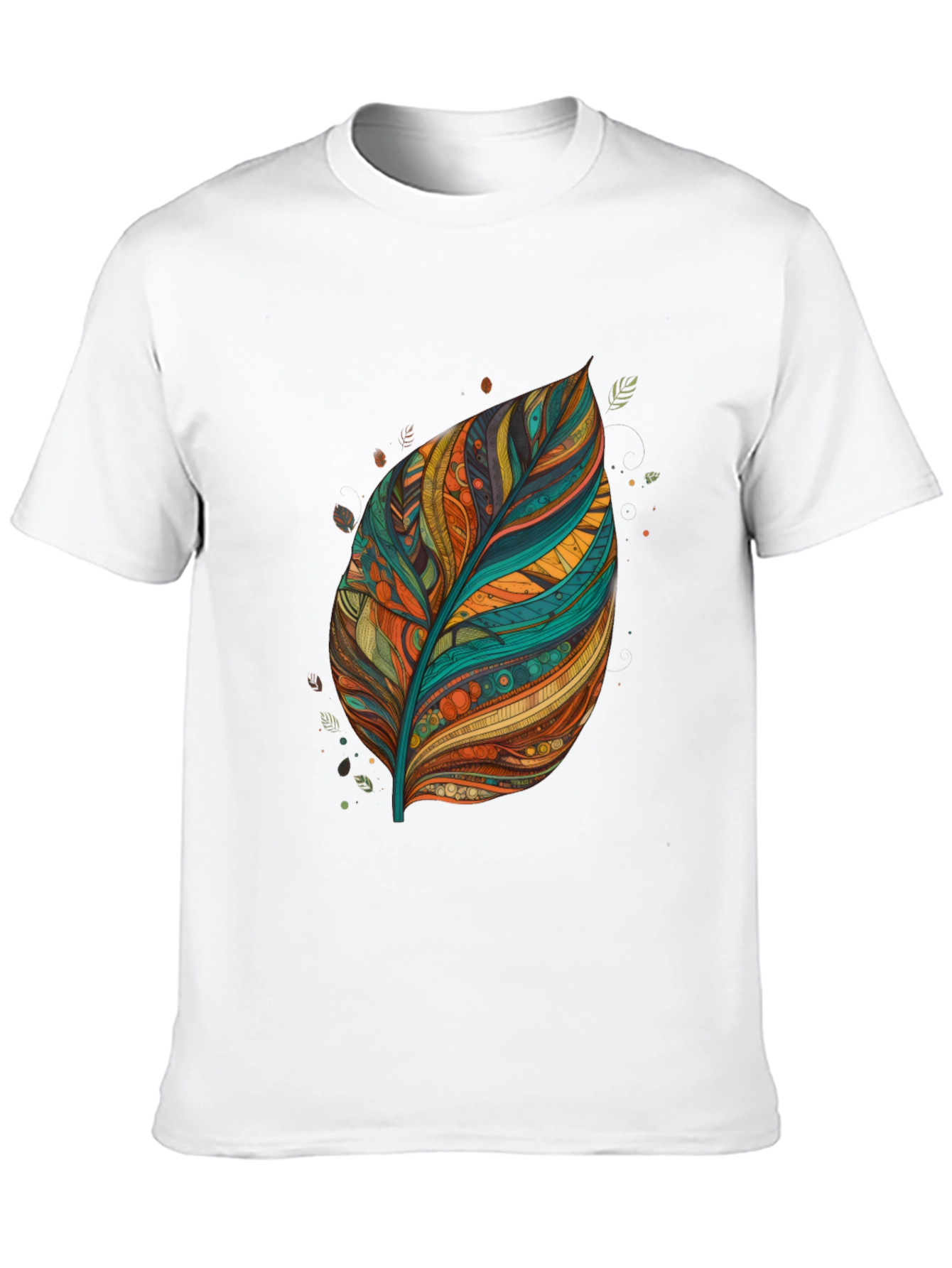 Artistic Feather Print Black T-Shirt