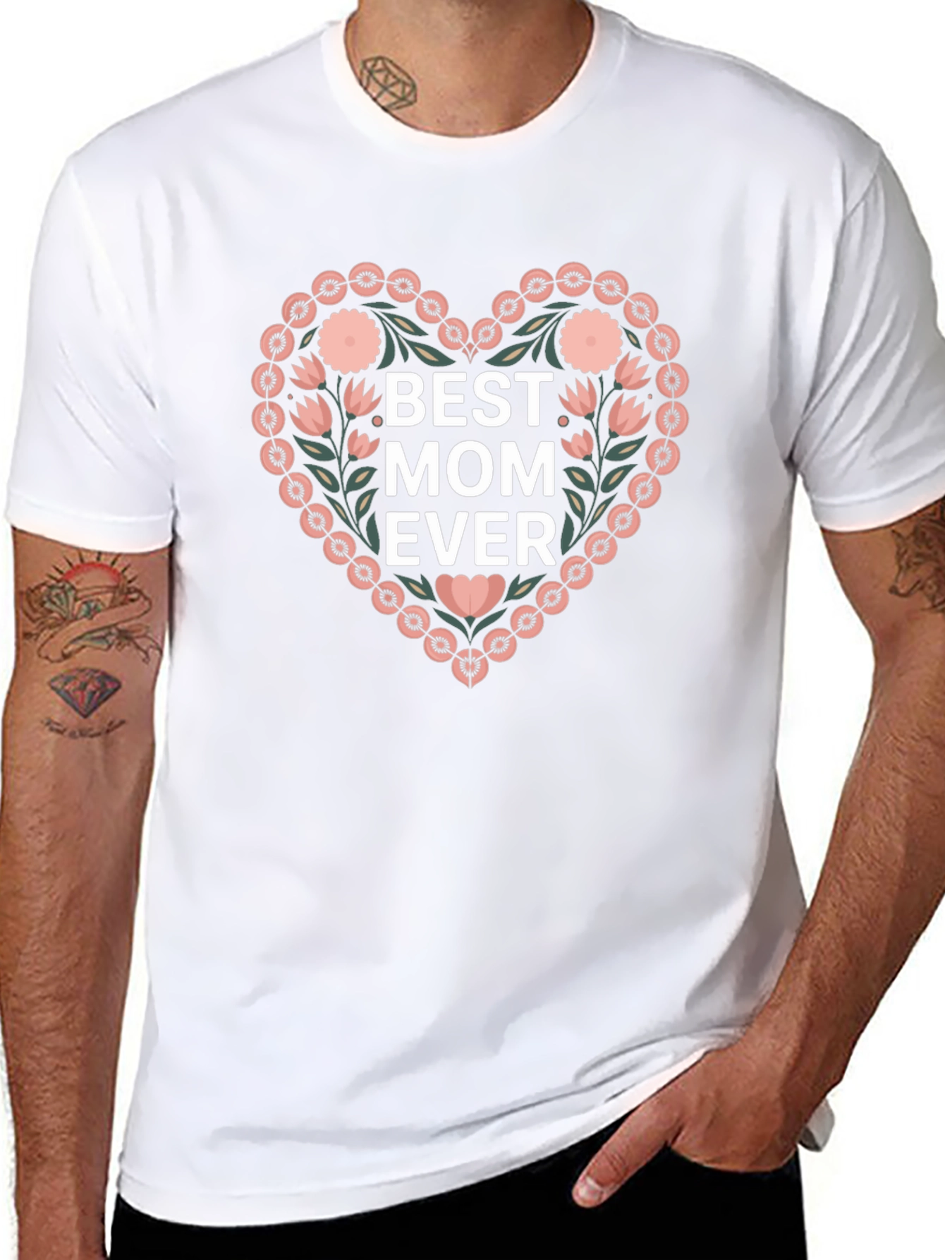 Best Mom Ever Floral Heart T-Shirt
