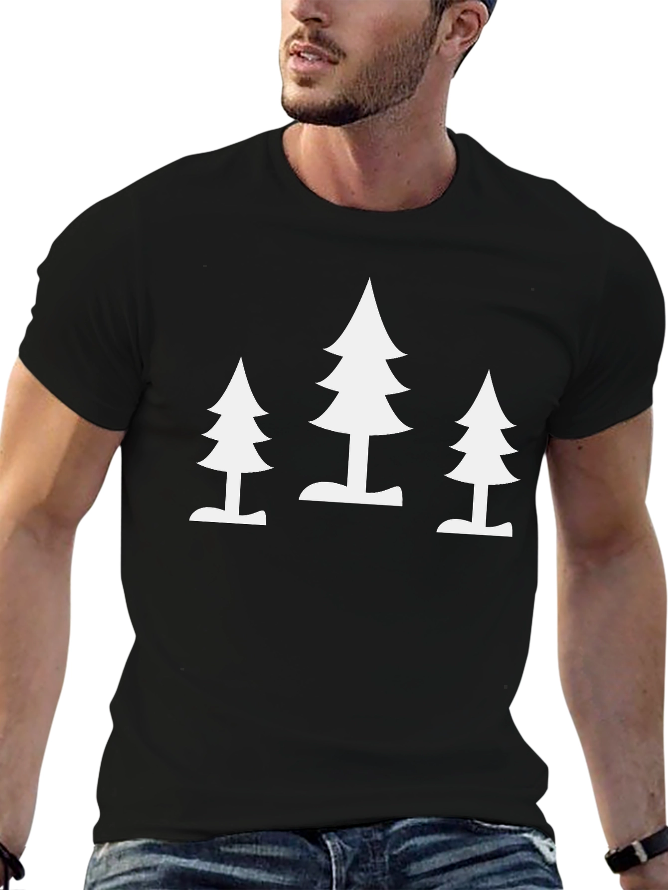 Minimalist Tree Print Black T-Shirt