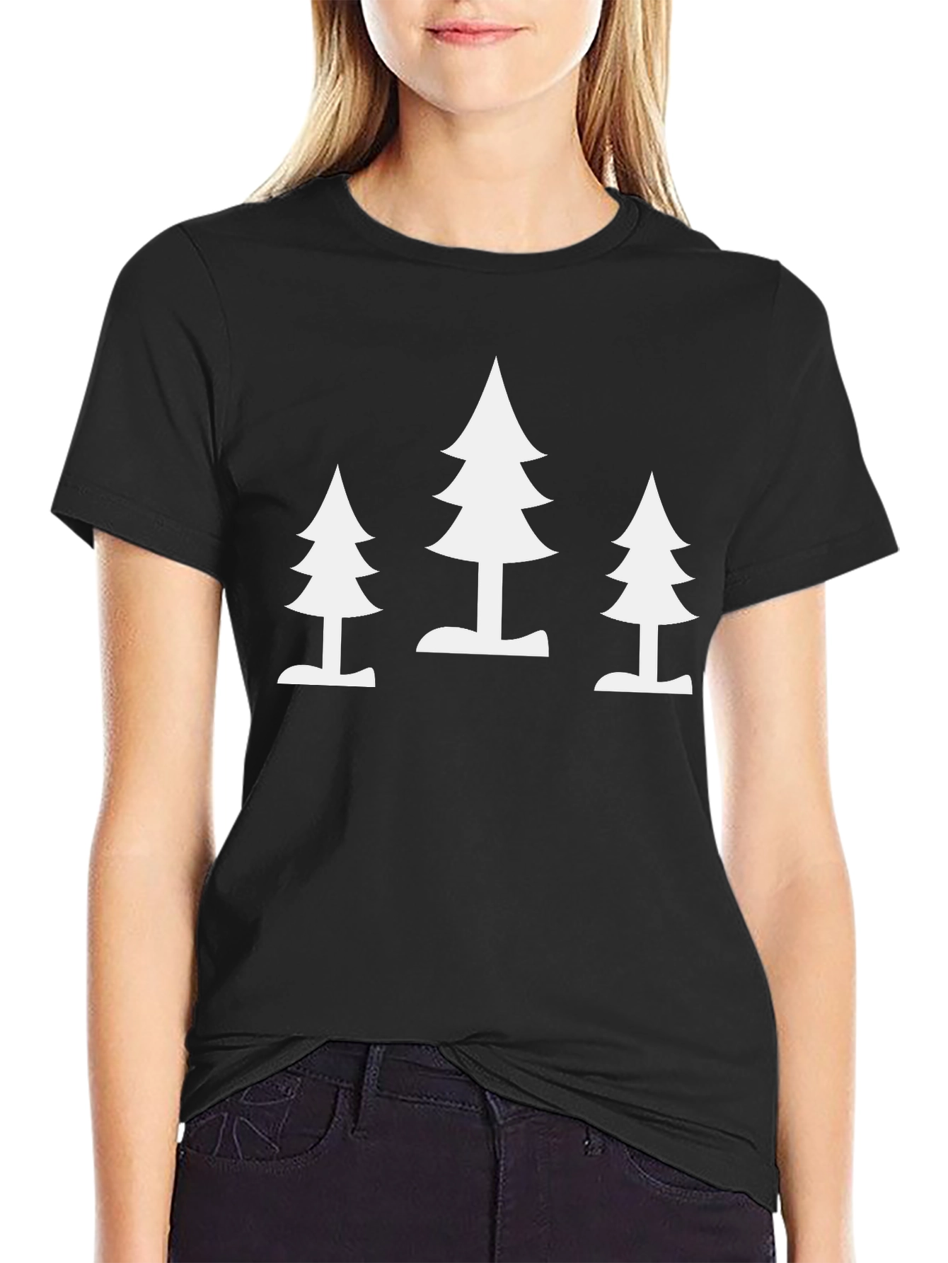 Minimalist Tree Print Black T-Shirt