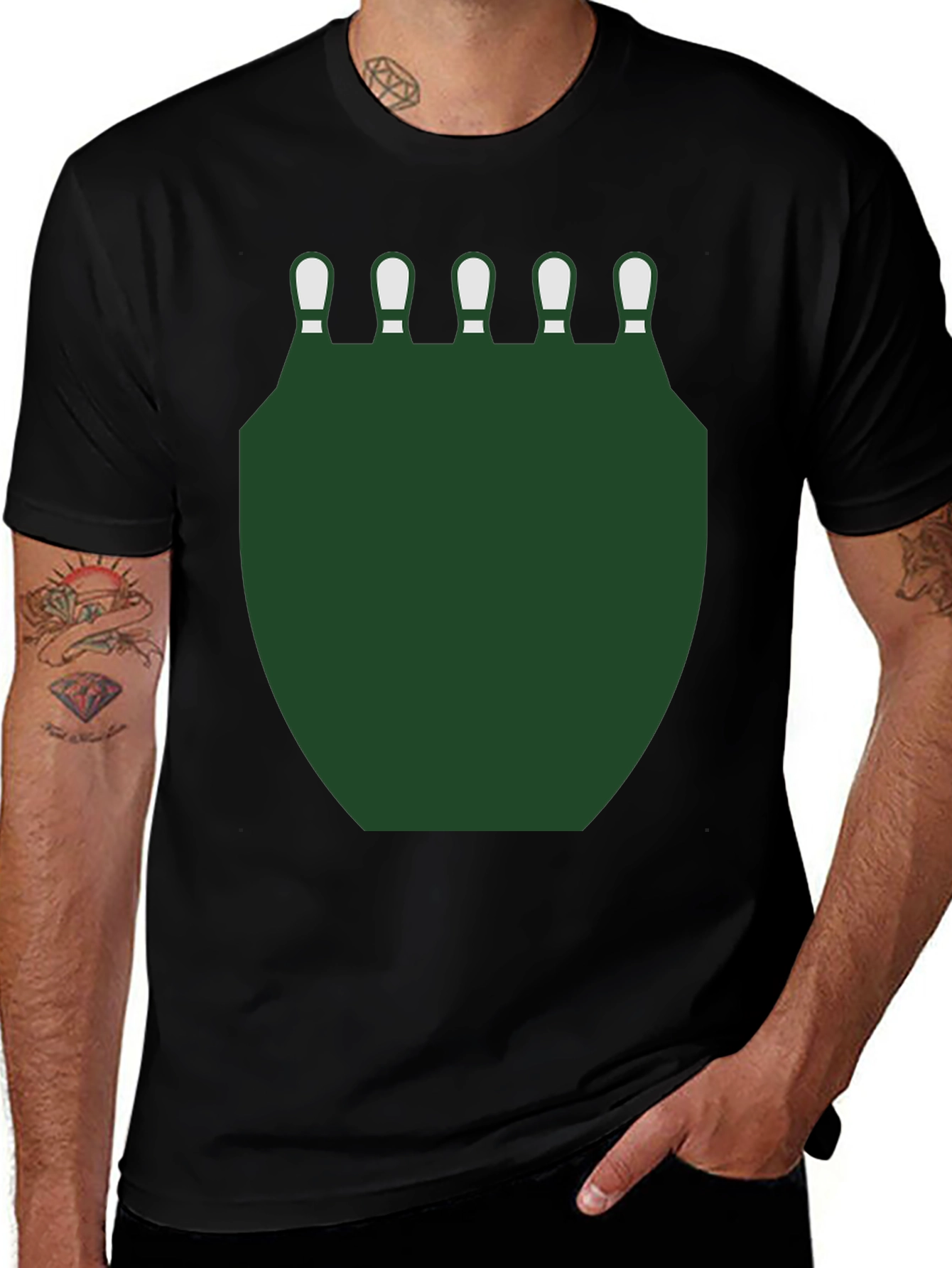 Bowling Pins & Green Shield Graphic Tee