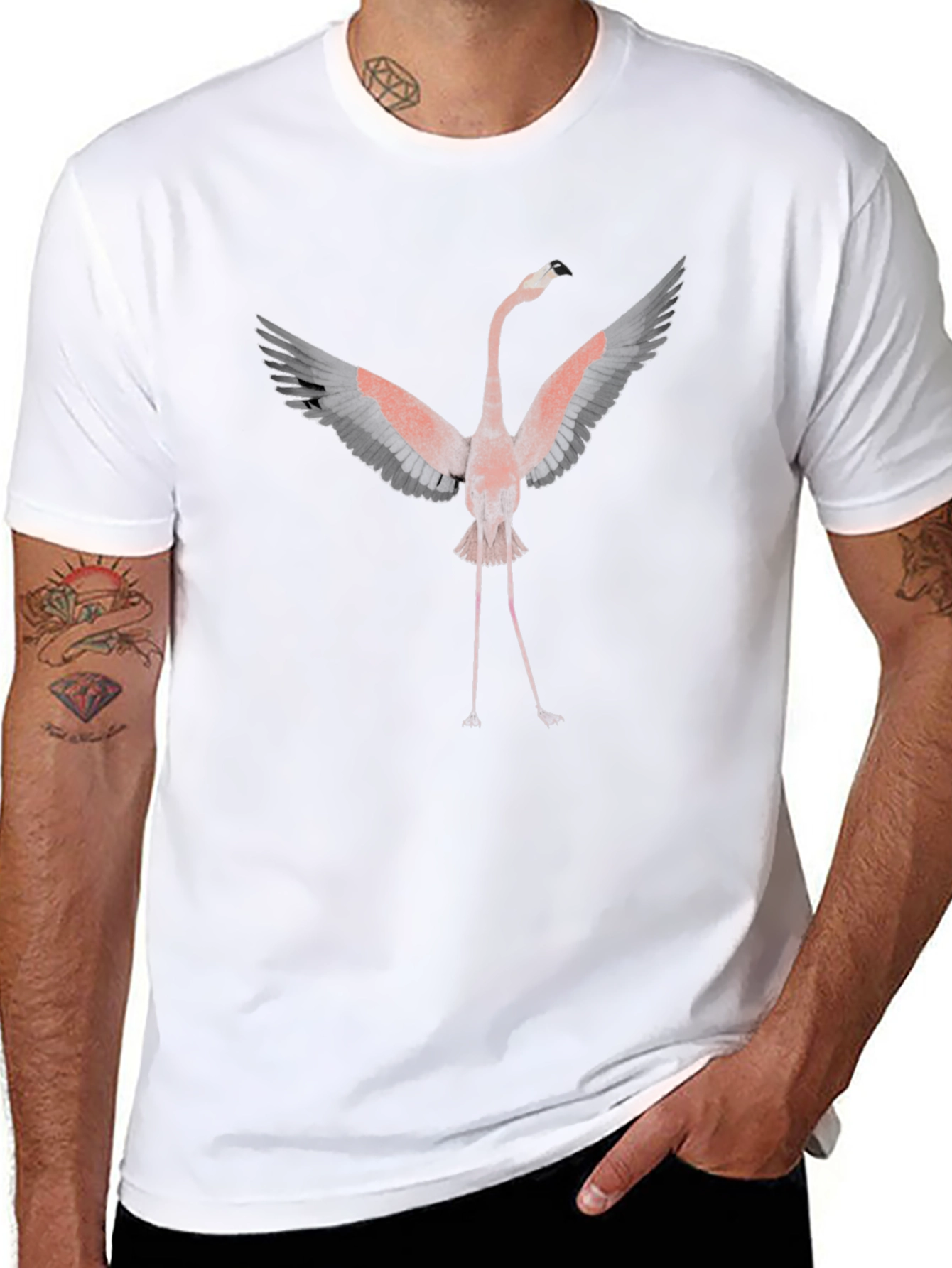 Flamingo Graphic Tee - Black Cotton T-Shirt