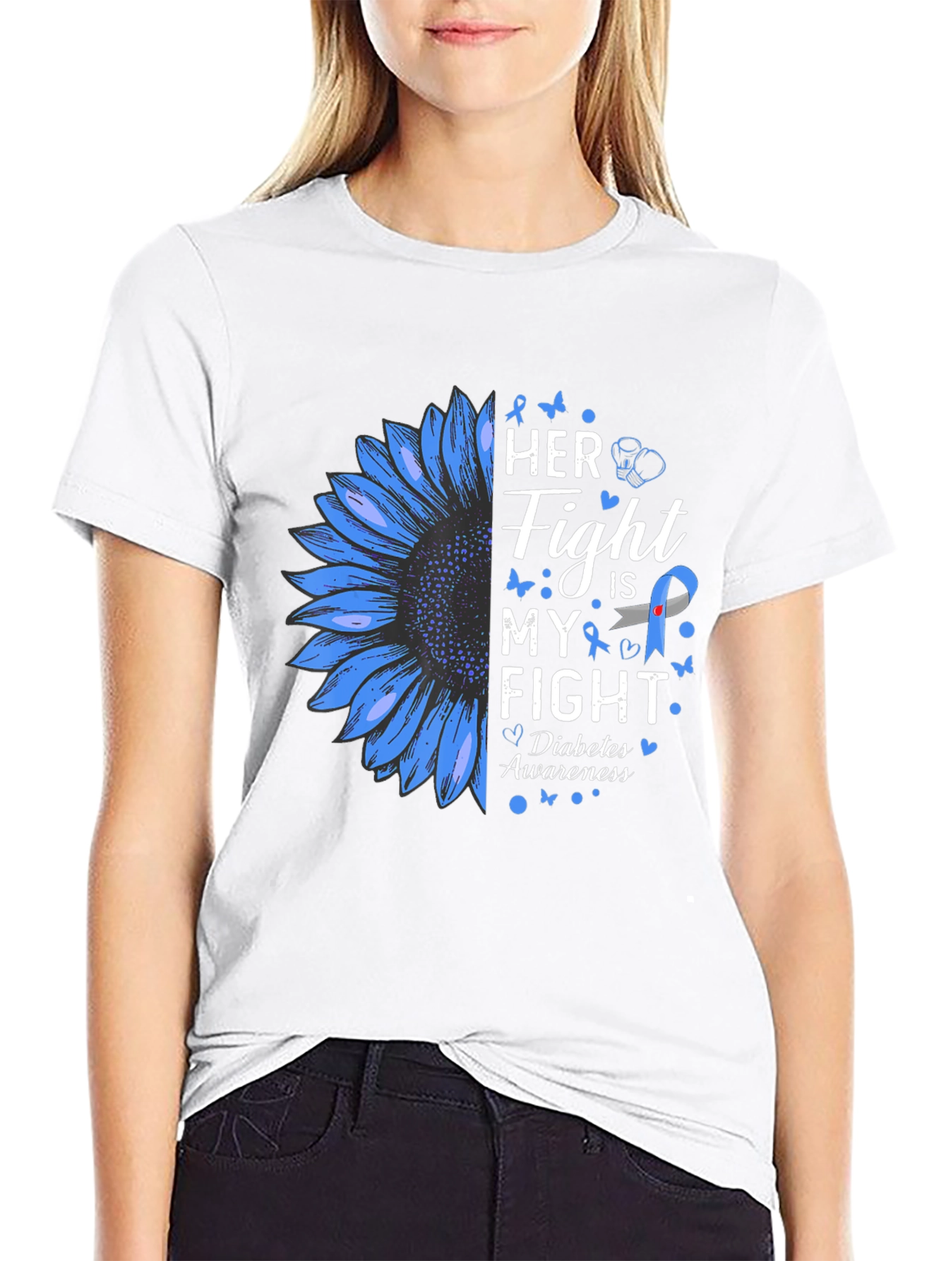 Diabetes Awareness T-Shirt - Her Fight is My Fight