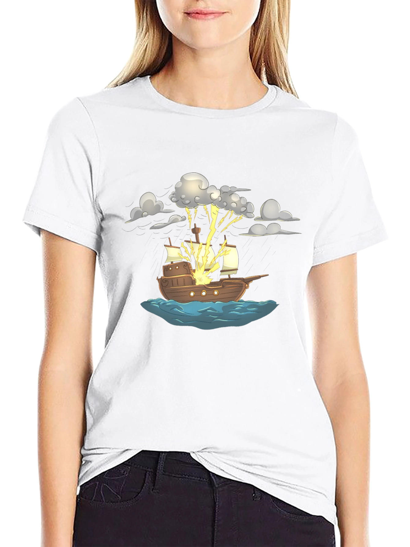 Stormy Ship T-Shirt - Pirate Adventure Tee