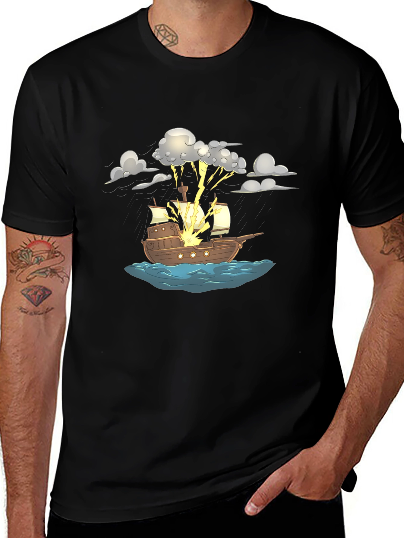 Stormy Ship T-Shirt - Pirate Adventure Tee
