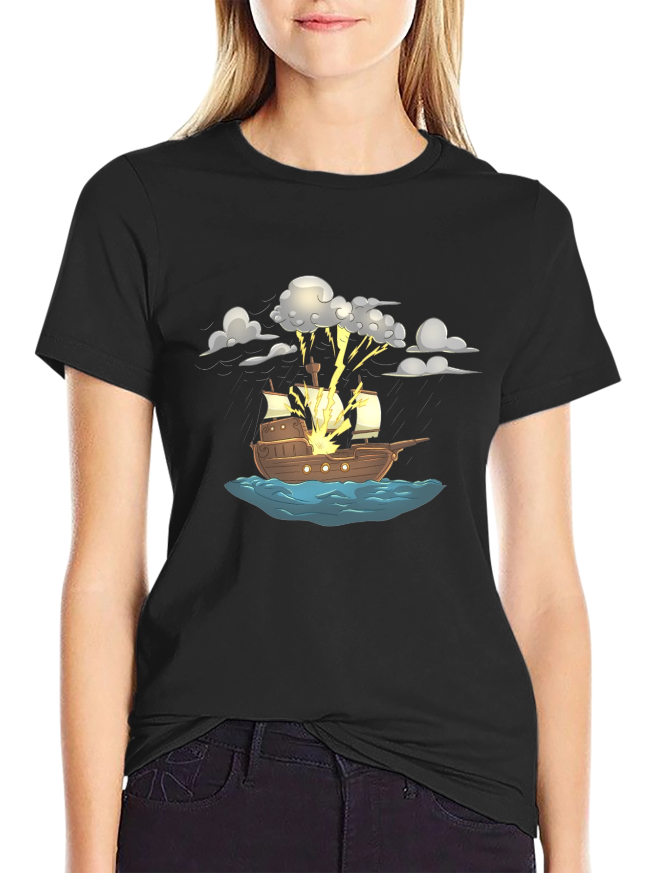 Stormy Ship T-Shirt - Pirate Adventure Tee
