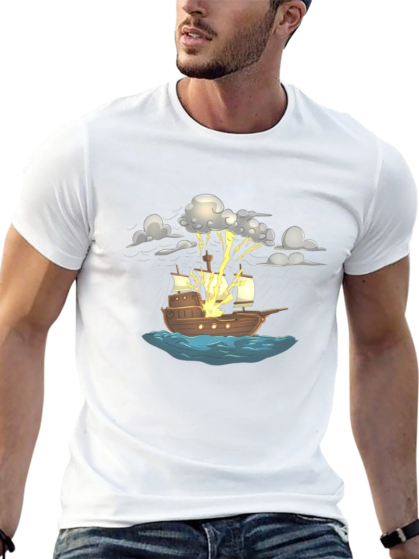 Stormy Ship T-Shirt - Pirate Adventure Tee