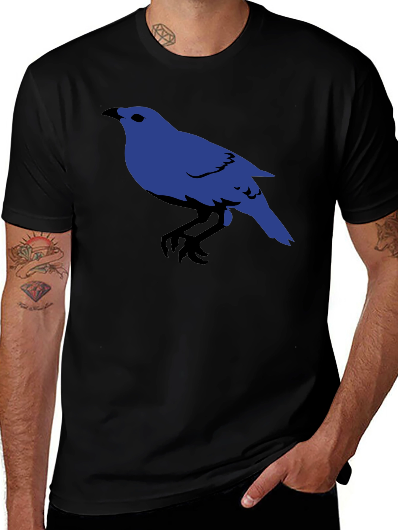 Blue Bird Graphic Black T-Shirt