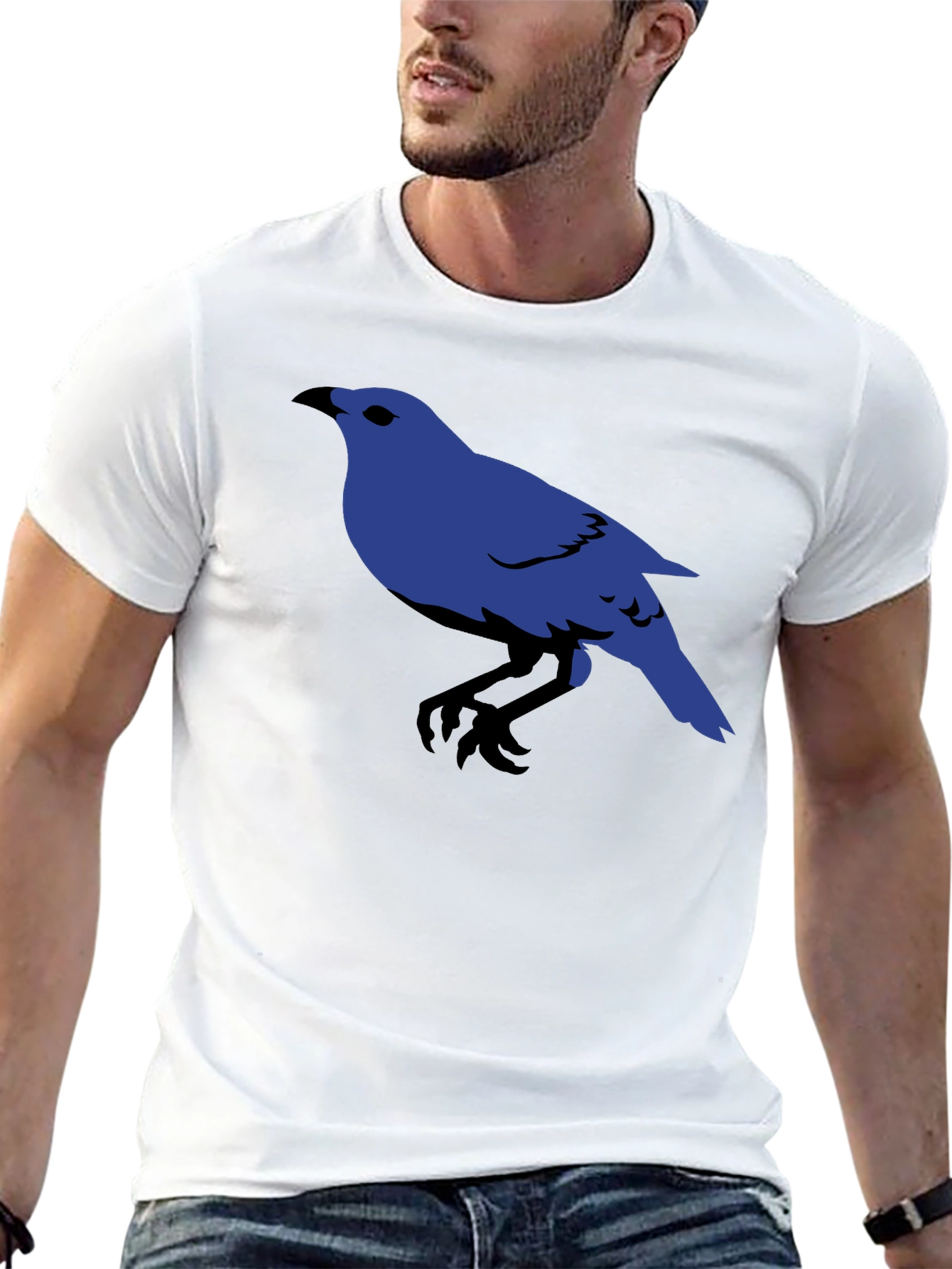 Blue Bird Graphic Black T-Shirt