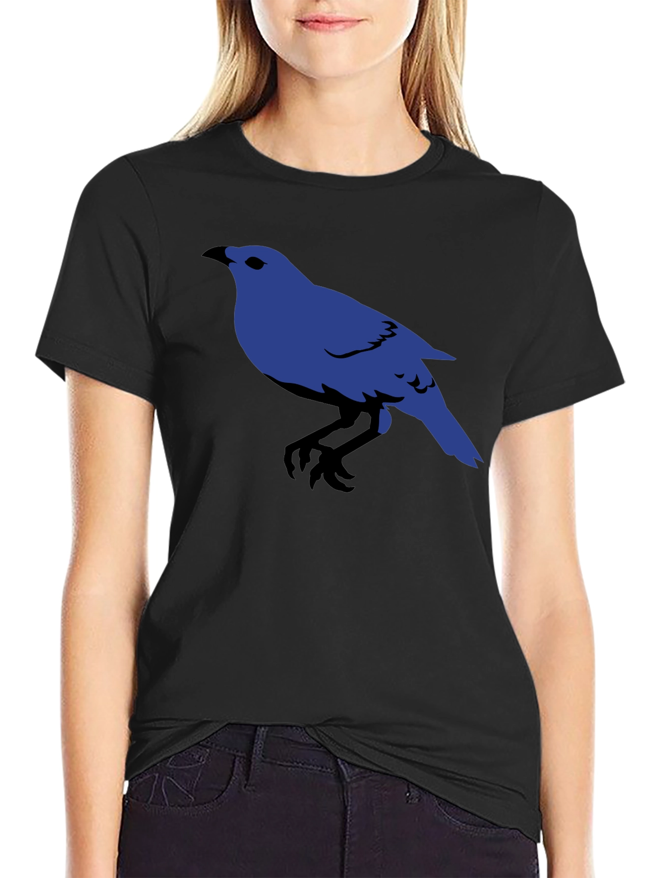 Blue Bird Graphic Black T-Shirt