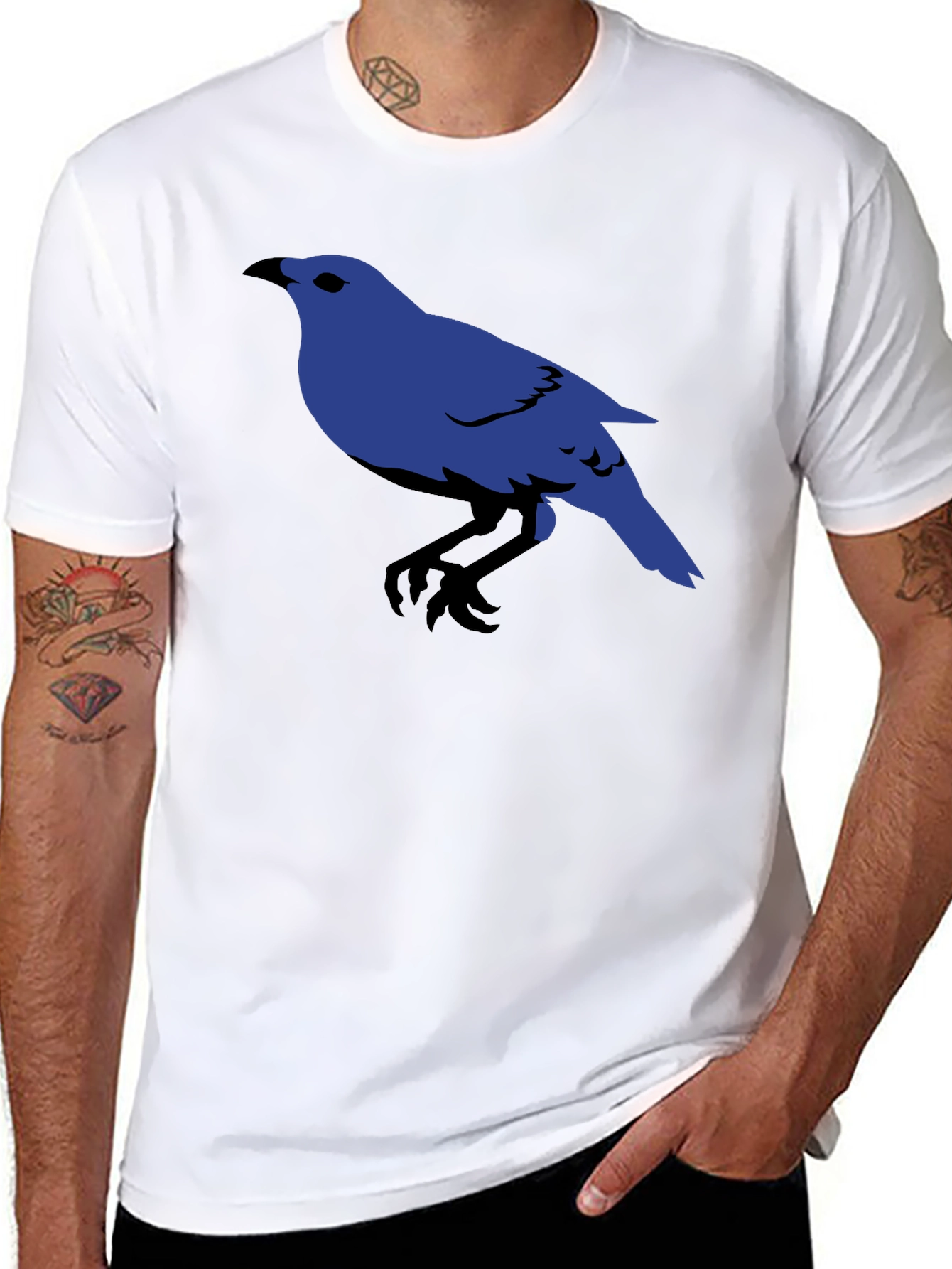 Blue Bird Graphic Black T-Shirt