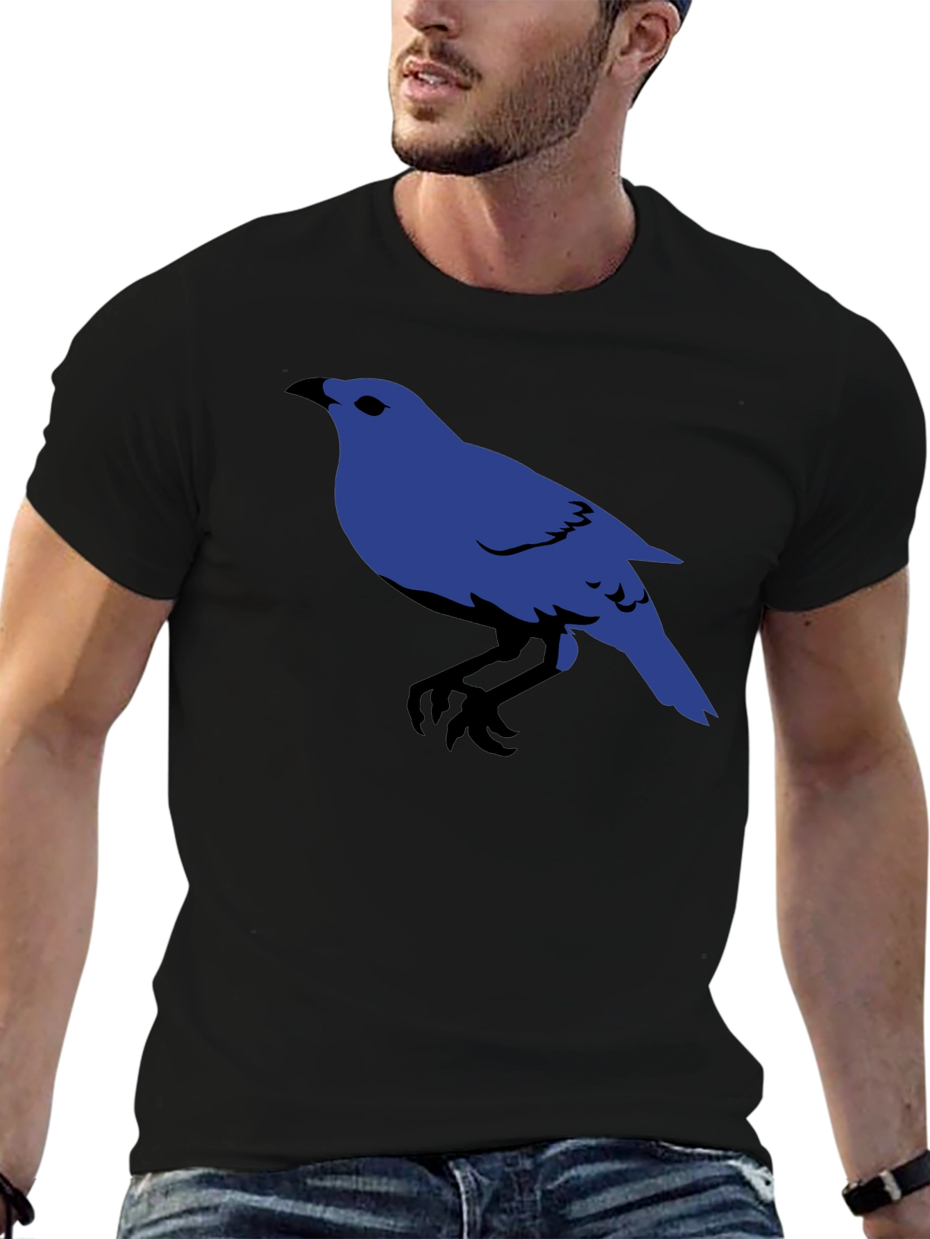 Blue Bird Graphic Black T-Shirt