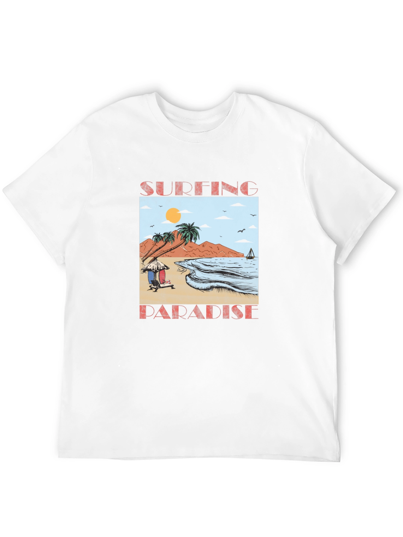 Surfing Paradise Graphic T-Shirt | Beach Surf Design Tee